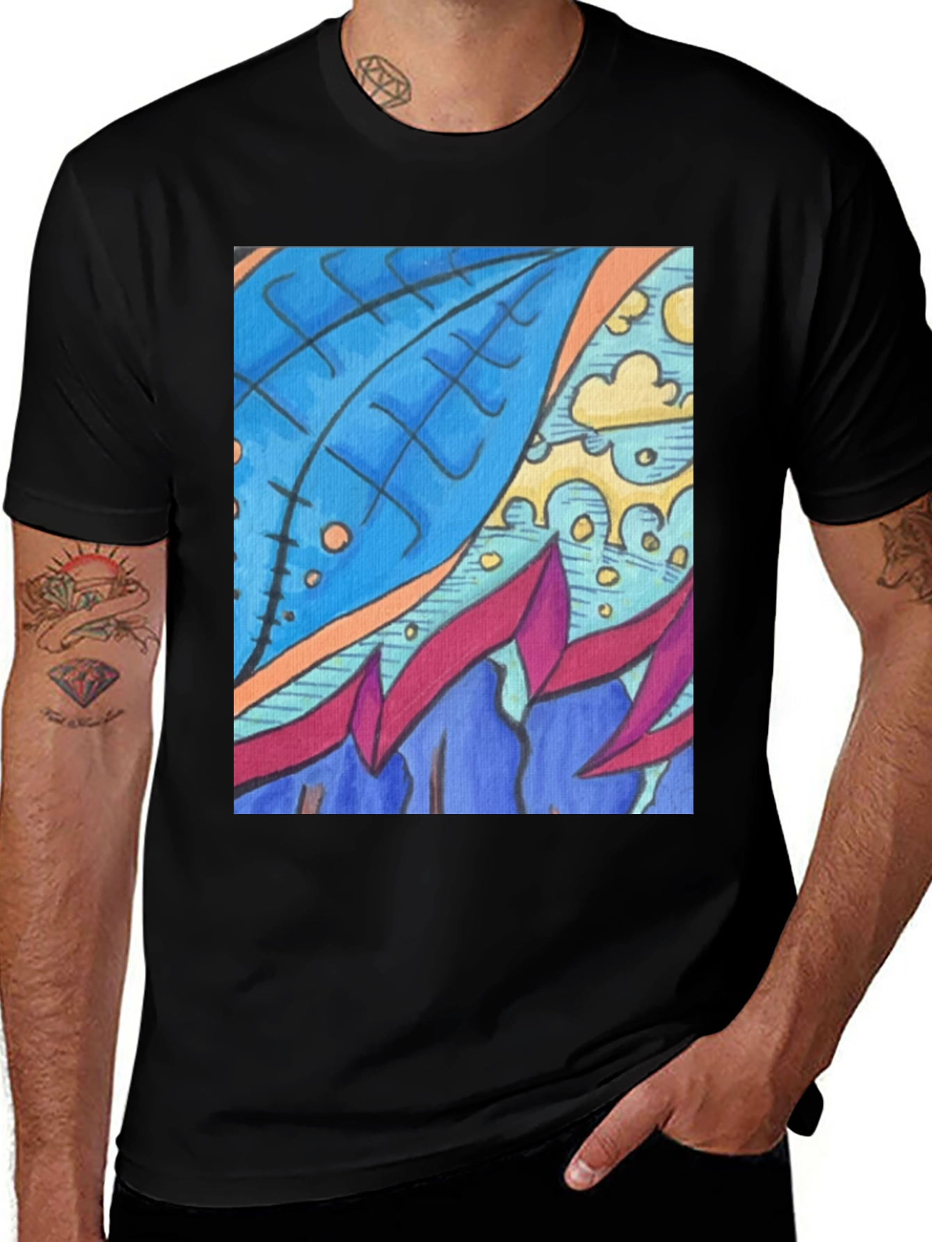 Variant 7 of Abstract Art Graphic Tee - Modern Casual Wear
