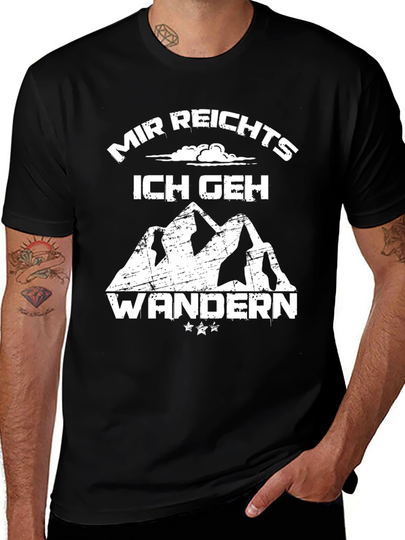 Variant 12 of Hiking T-Shirt - Mir Reichts Ich Geh Wandern - Black Cotton Tee