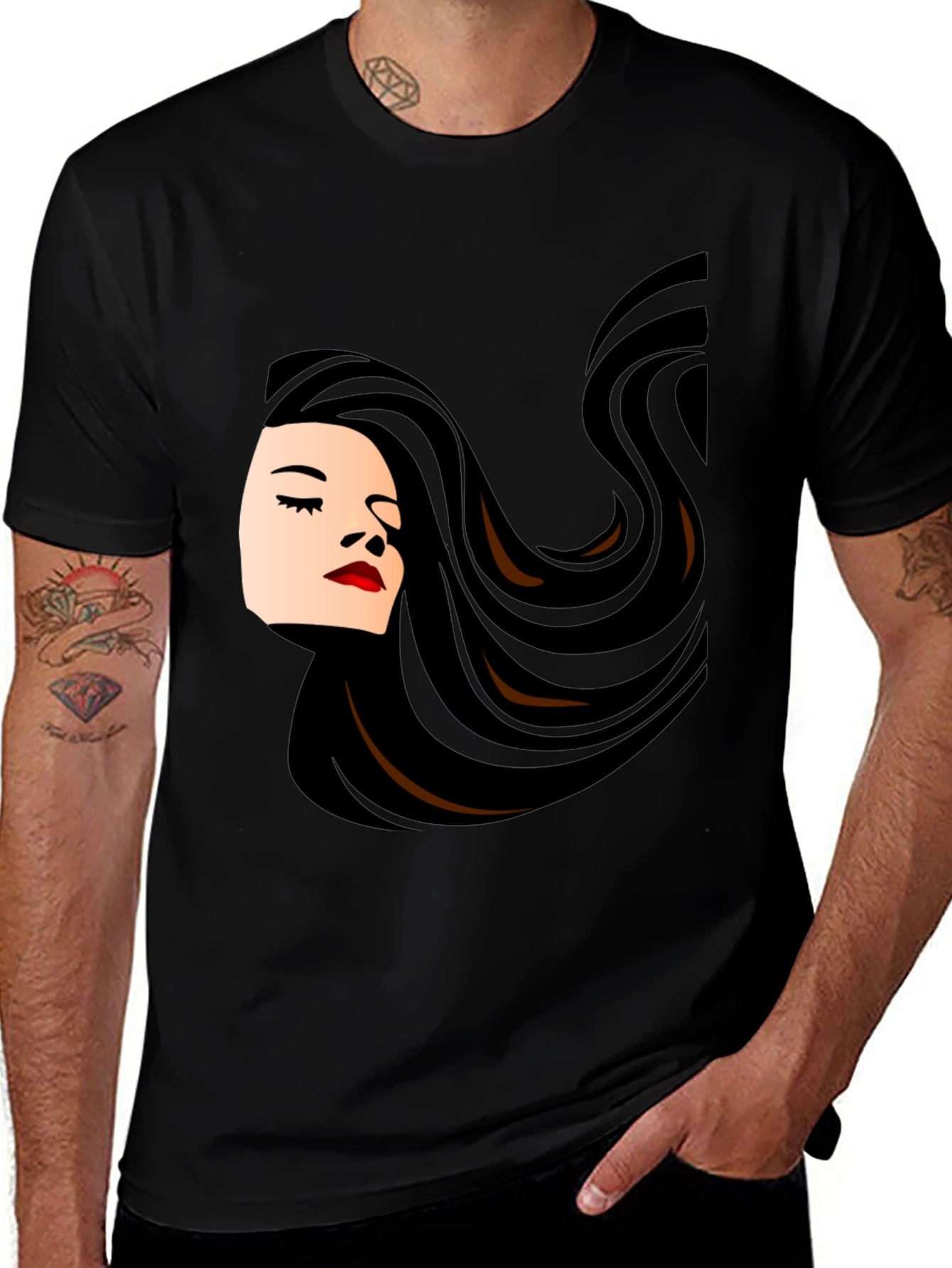 Variant 27 of Black T-Shirt with Stylish Woman Graphic
