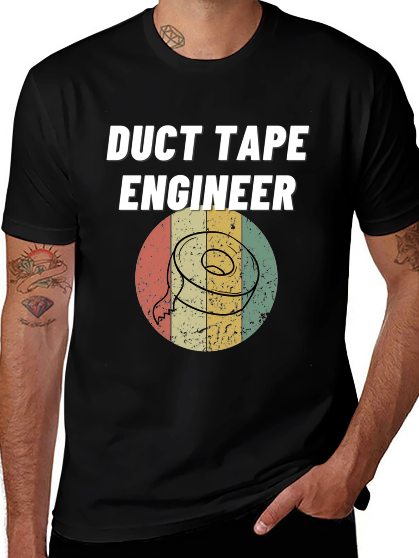 Black Duct Tape Engineer T-Shirt - Retro Design main image
