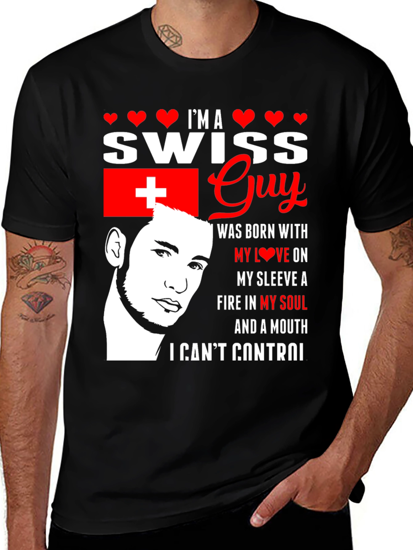 Swiss Guy Graphic T-Shirt - Black