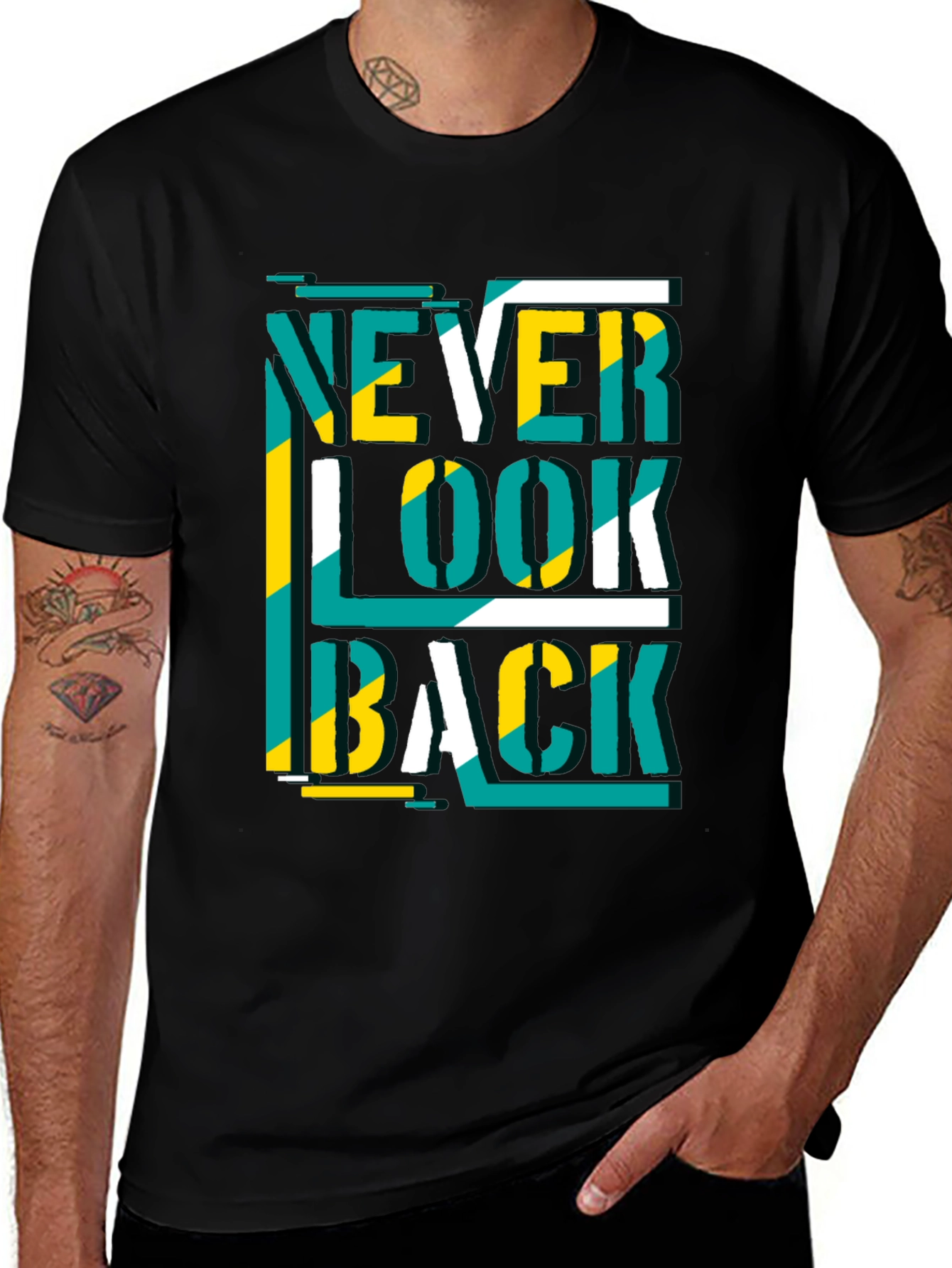 Variant 10 of Never Look Back Graphic Print Black Tee