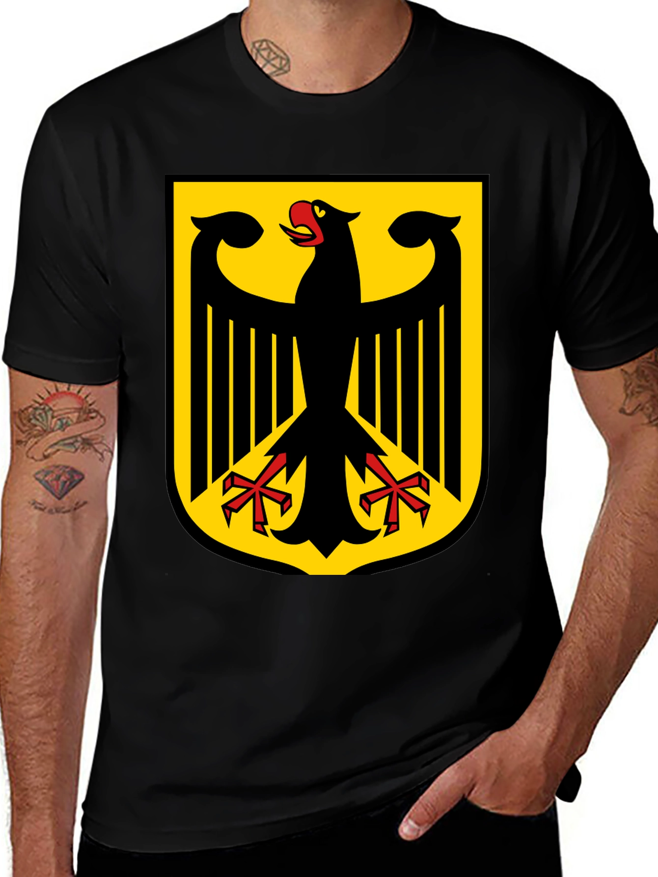 German Eagle Crest Graphic Tee - Black