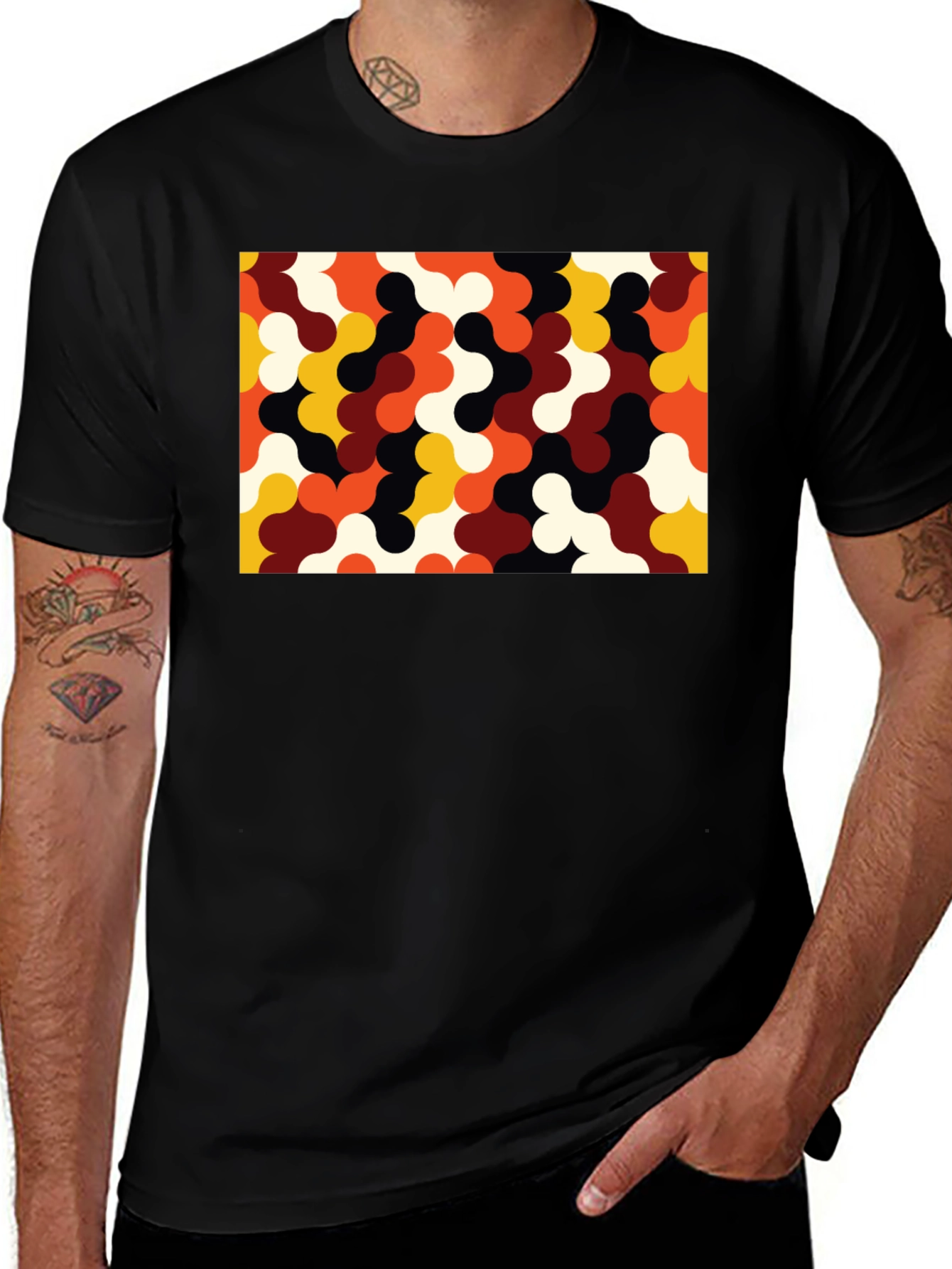 Variant 20 of Retro Pattern Black T-Shirt