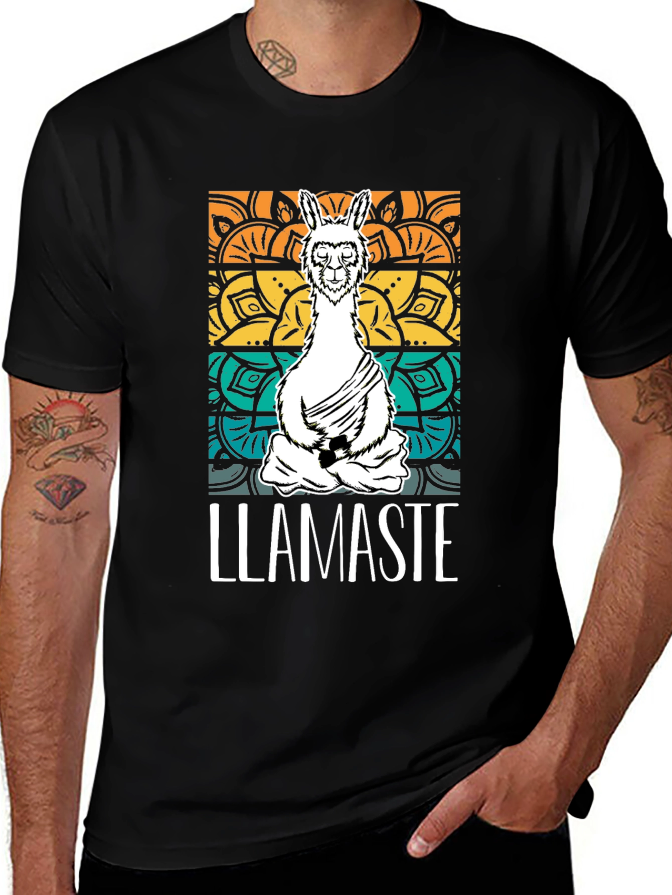 Variant 29 of Llamaste Men's Black Graphic T-Shirt