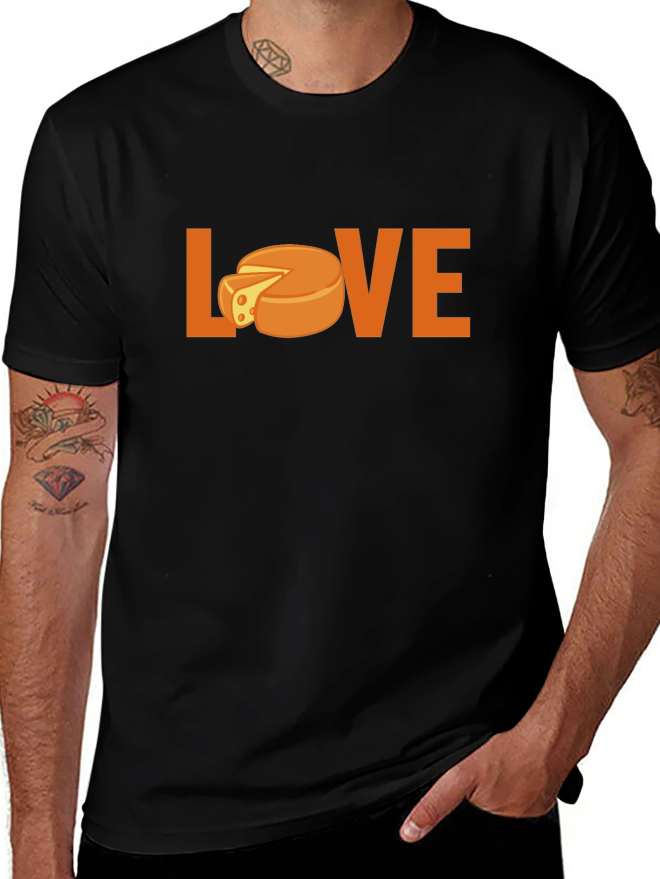 Variant 11 of Love Cheese Graphic T-Shirt - Black Crew Neck