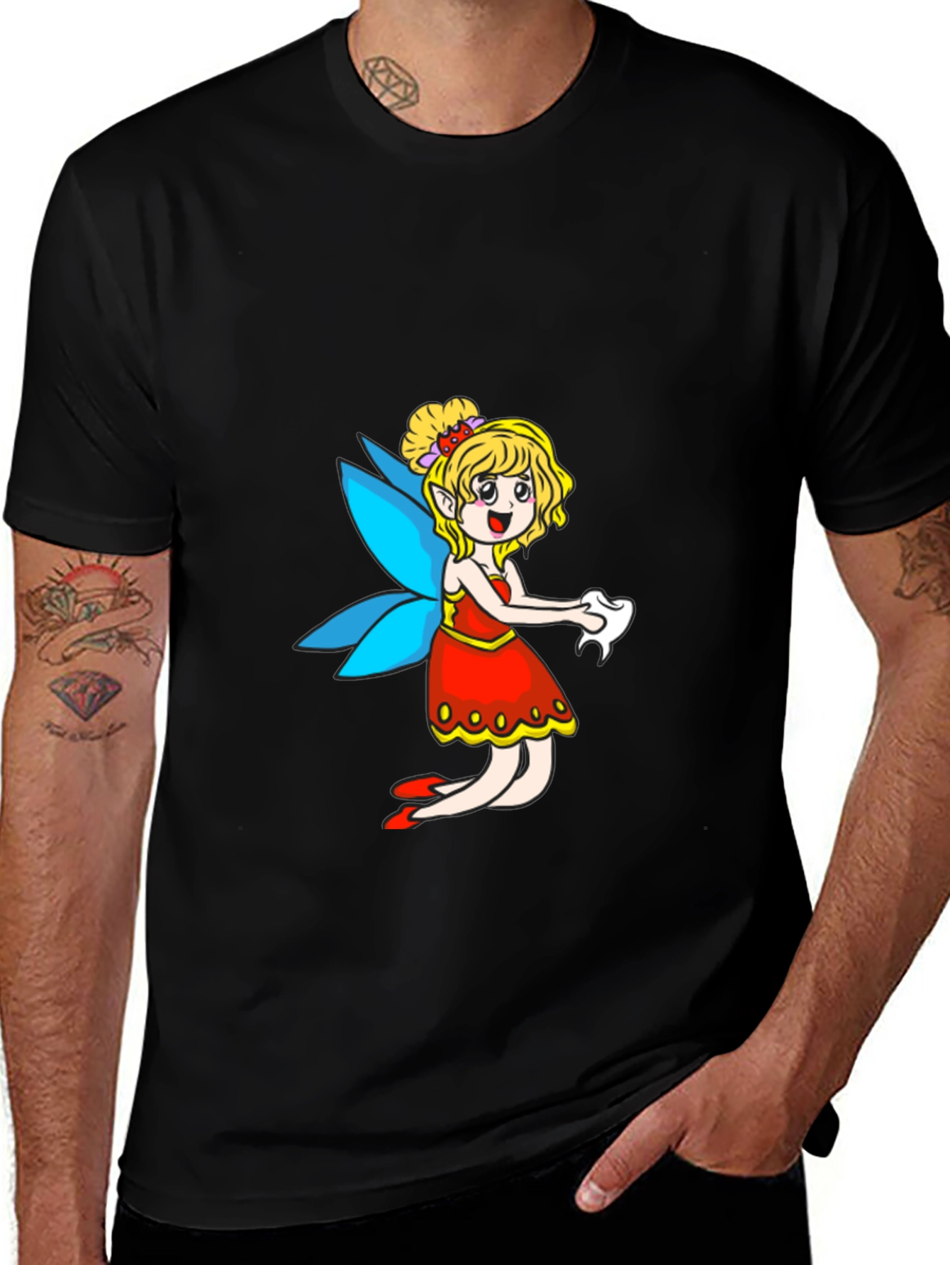 Variant 9 of Fairy Cartoon Black T-Shirt
