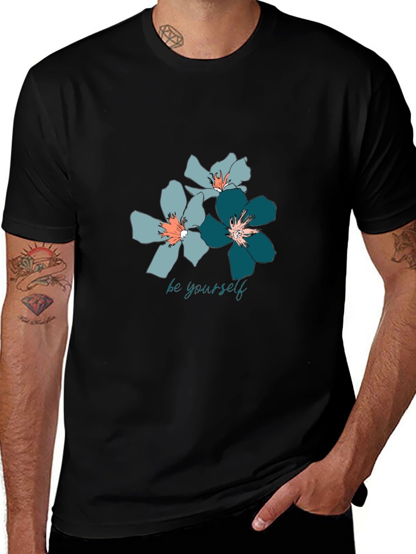 Variant 24 of Floral Print T-Shirt - Be Yourself