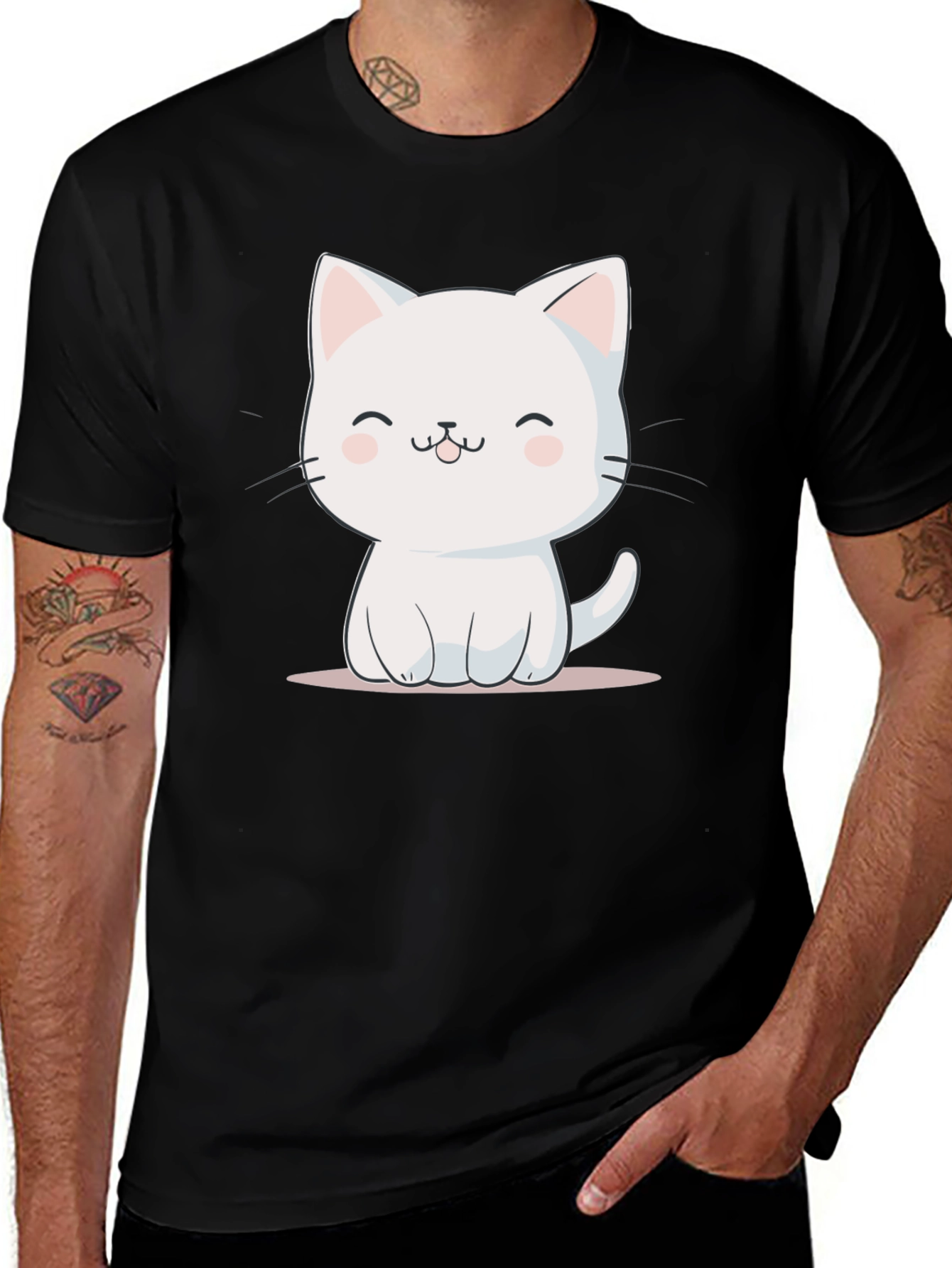 Variant 23 of Cute Cat Graphic T-Shirt - Black