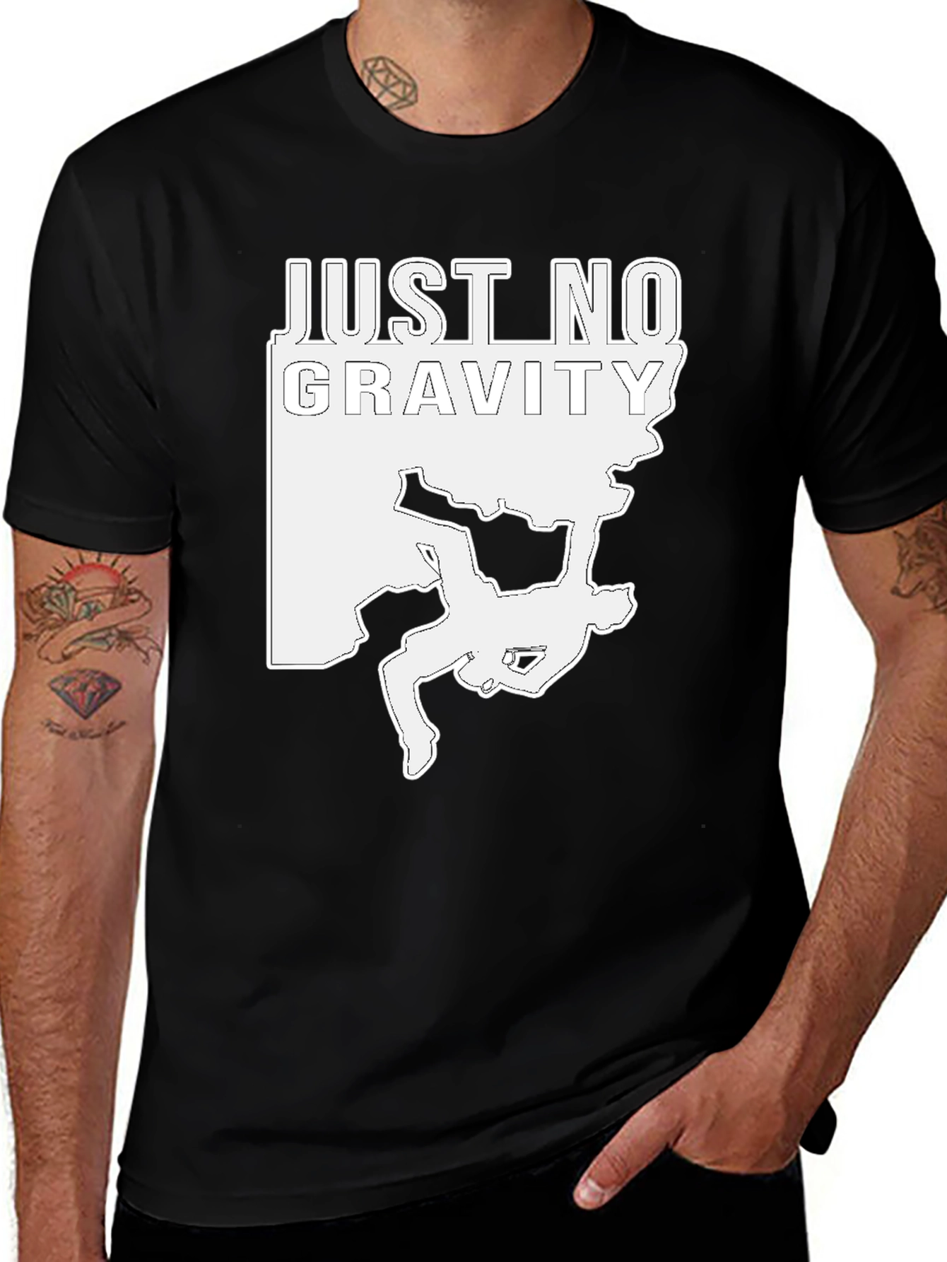Variant 14 of Just No Gravity Climbing T-Shirt - Black