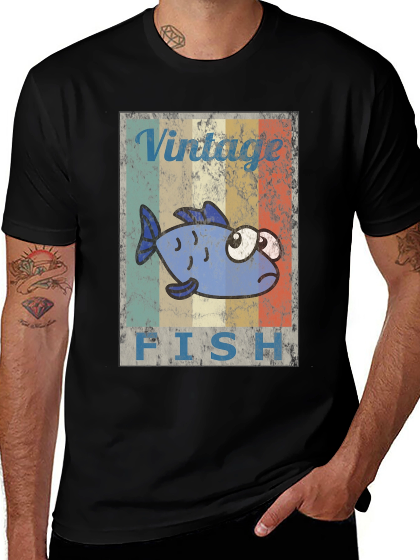 Variant 7 of Vintage Fish Graphic T-Shirt - Retro Style
