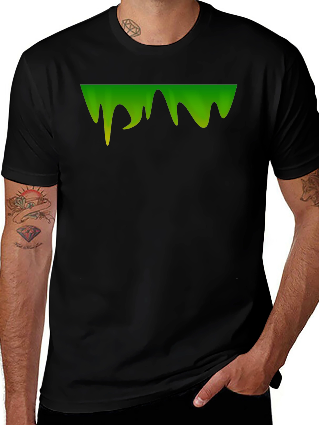 Variant 8 of Green Slime Drip Graphic Tee - Men's Black T-Shirt