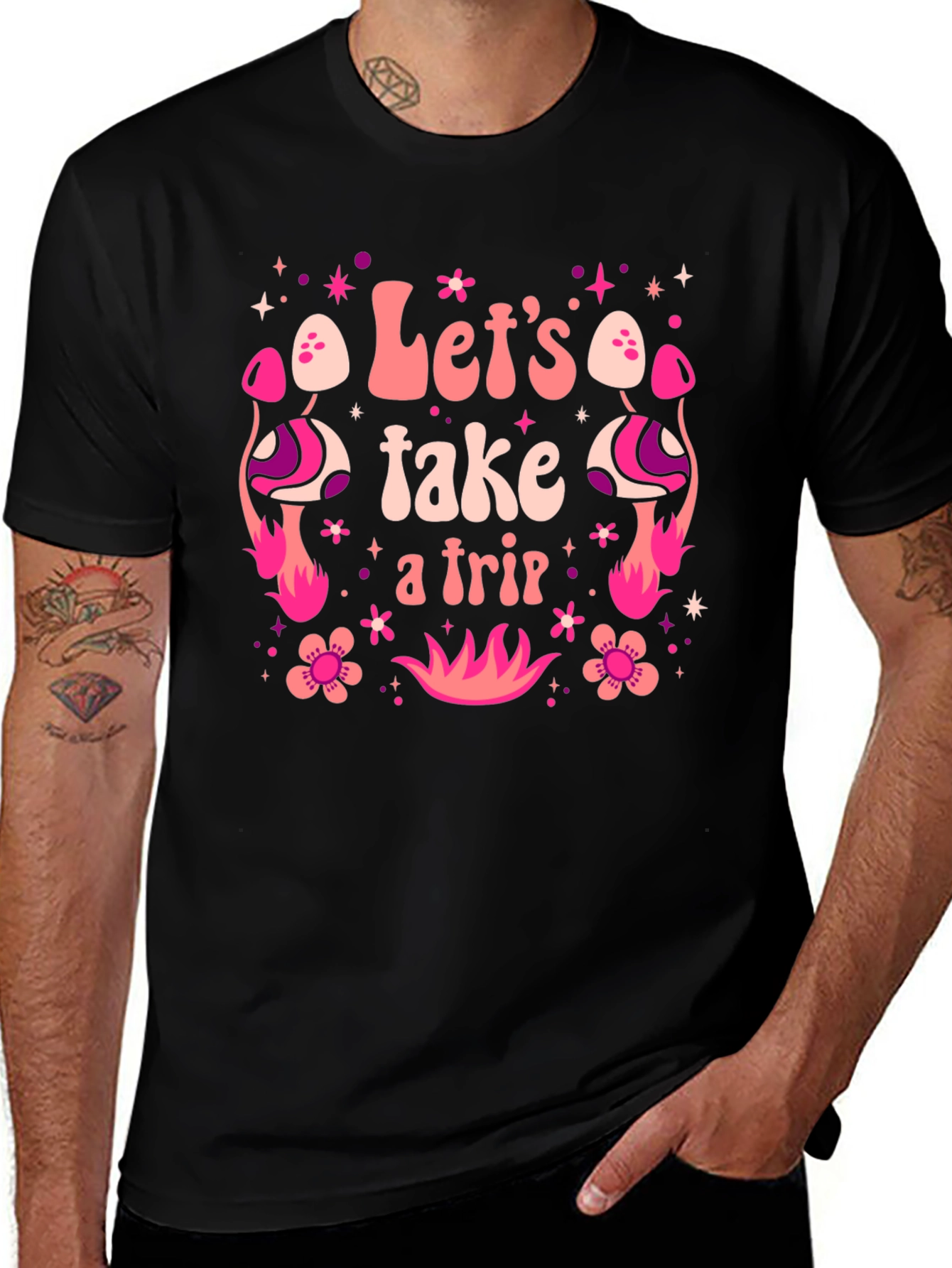 Variant 5 of Let's Take A Trip Graphic Tee - Retro Psychedelic Design