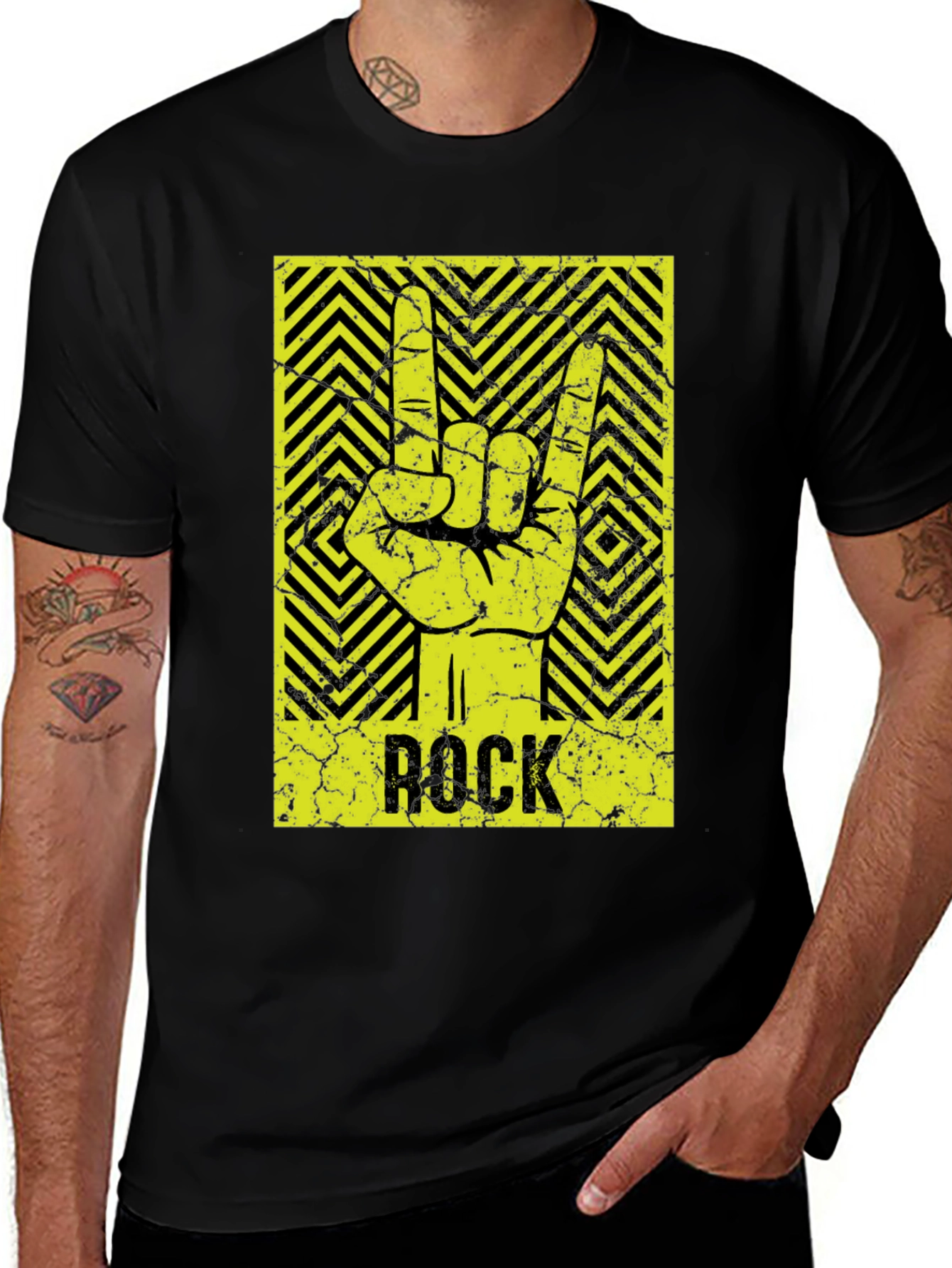 Variant 18 of Rock On! Graphic Tee - Vintage Style Black T-Shirt