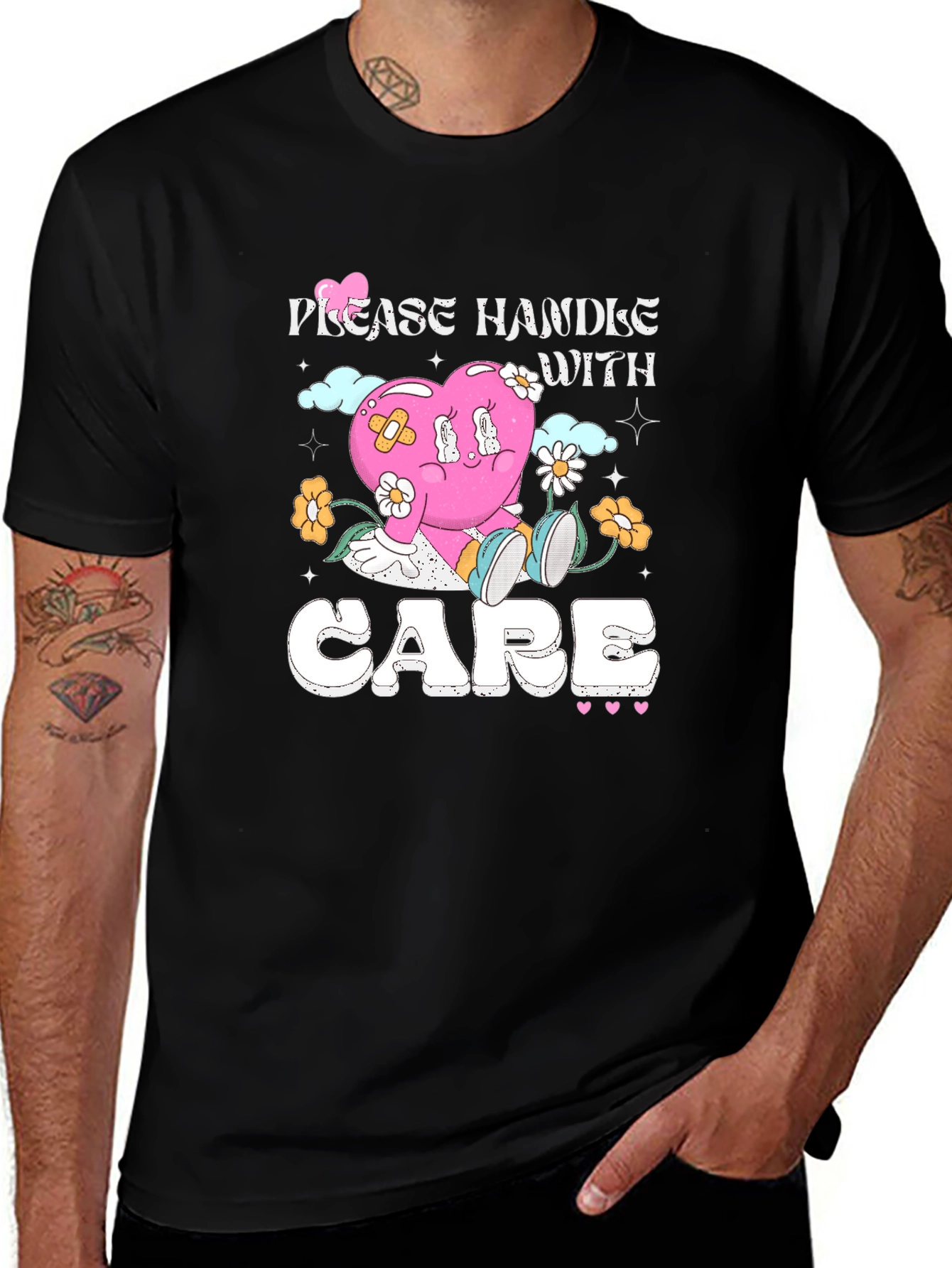 Variant 8 of Handle With Care T-Shirt - Heart Graphic Tee