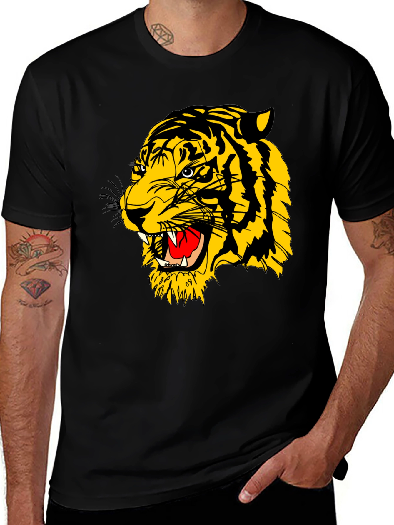 Variant 2 of Roaring Tiger Graphic Black T-Shirt