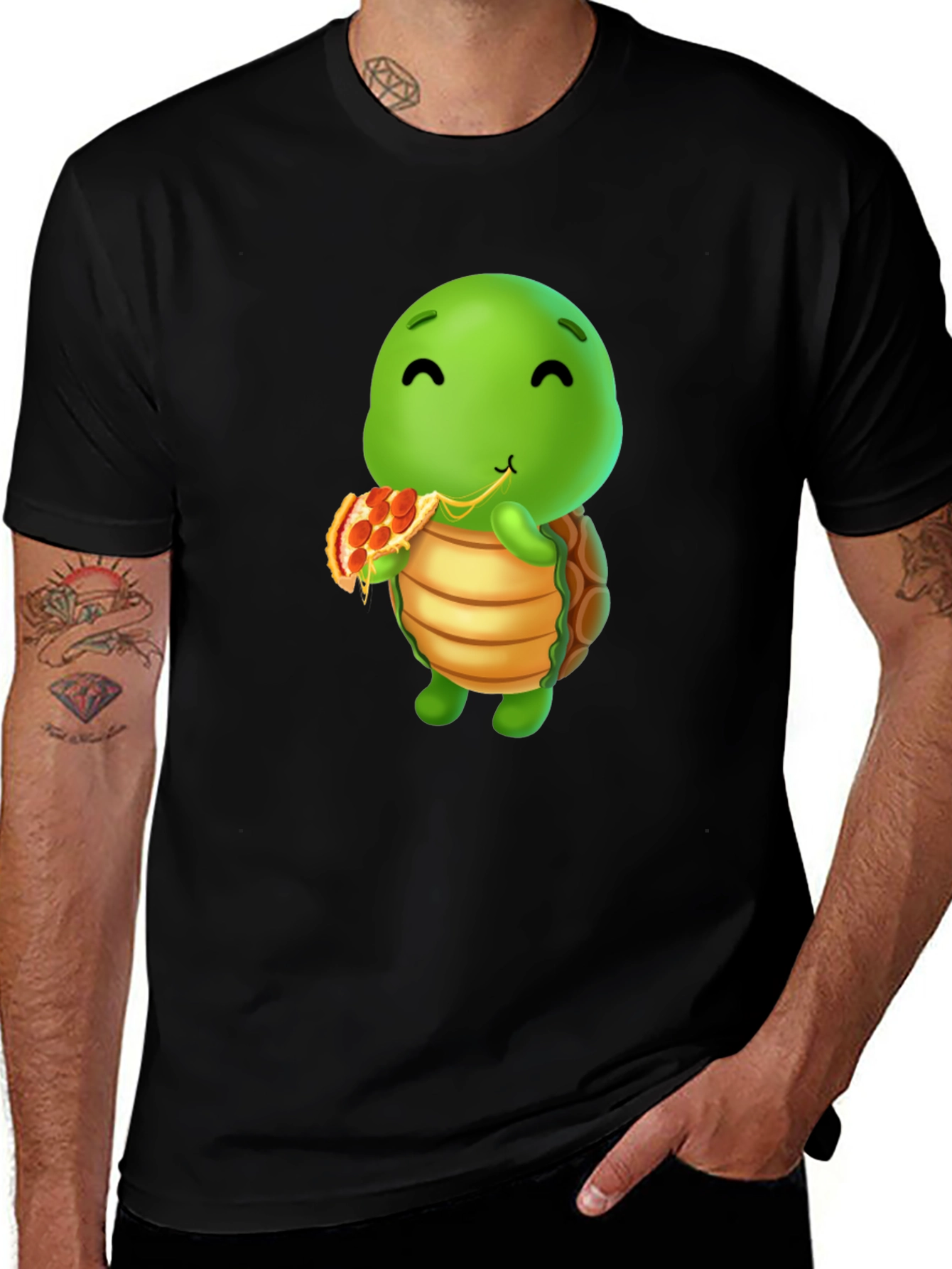 Variant 21 of Turtle Eating Pizza Graphic T-Shirt
