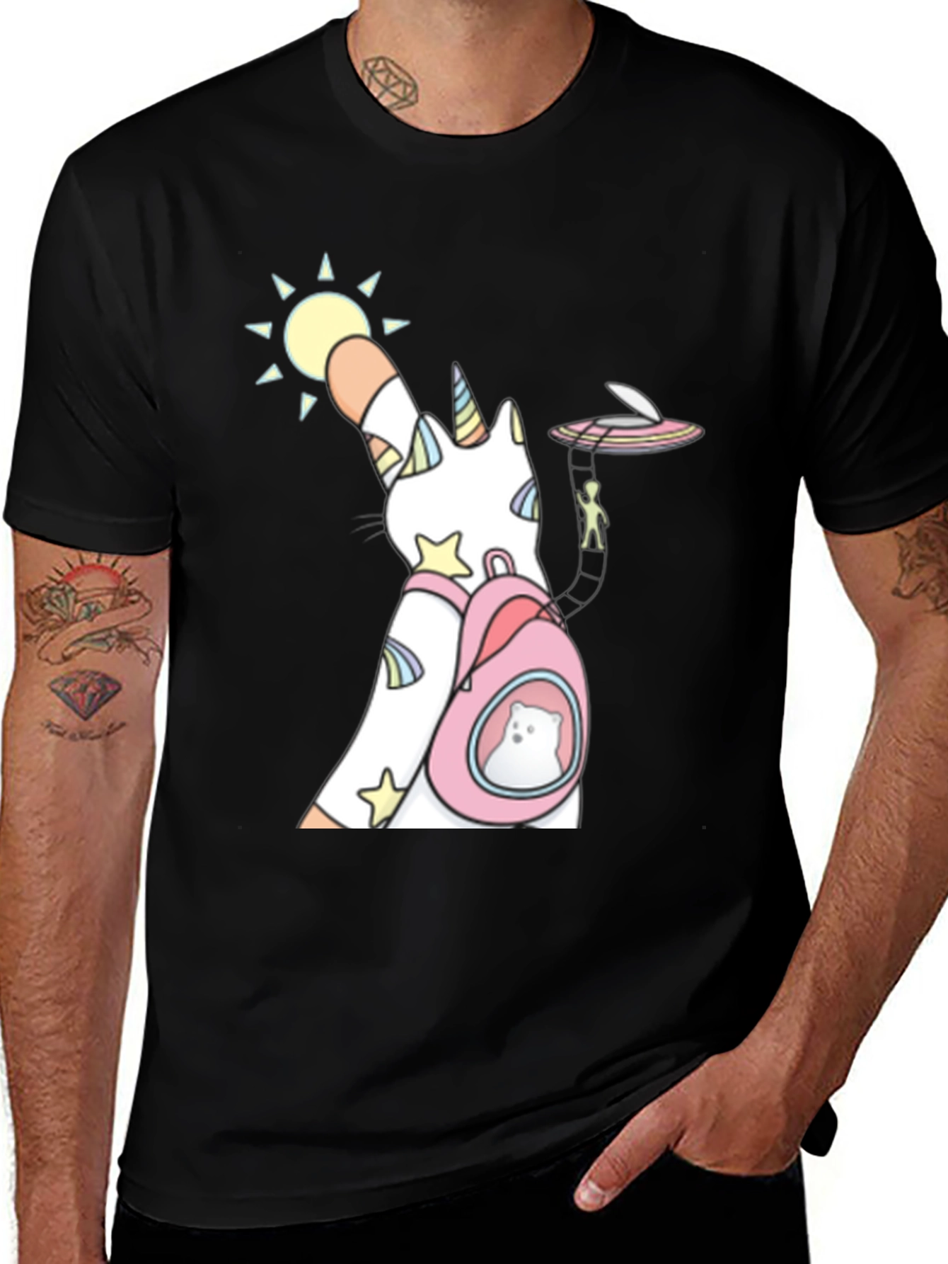 Variant 30 of Unicorn Cat Backpack Funny Graphic Tee
