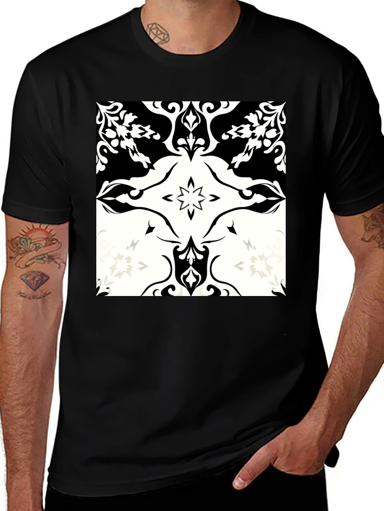 Variant 21 of Abstract Pattern Black Graphic Tee
