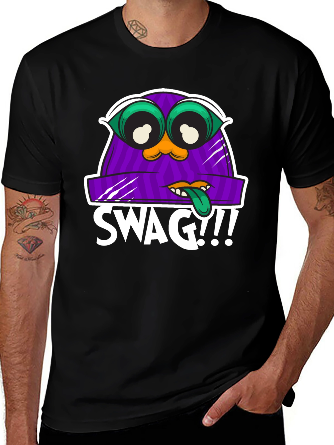 Variant 13 of Swag Cartoon Graphic Black T-Shirt