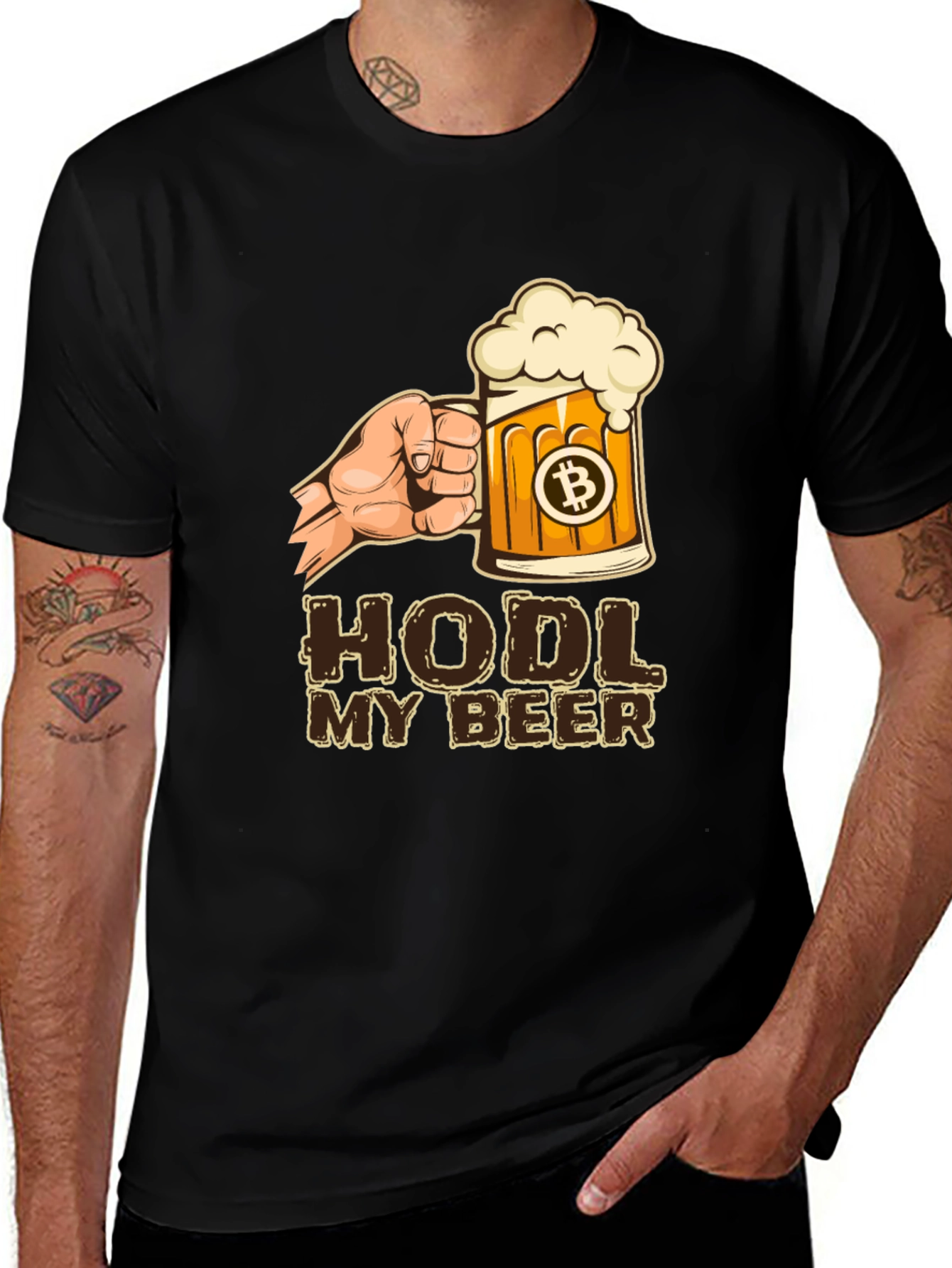 HODL My Beer Bitcoin Graphic T-Shirt