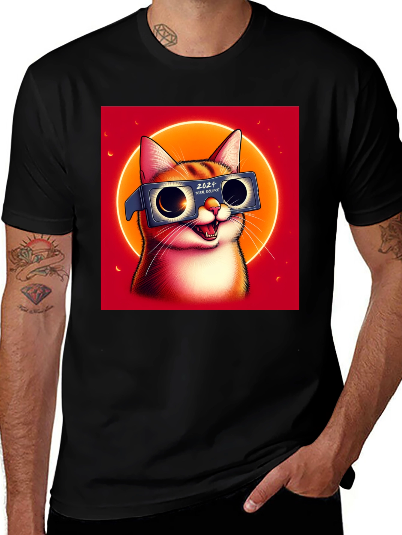 Variant 20 of Cat Eclipse T-Shirt - Total Solar Eclipse 2024