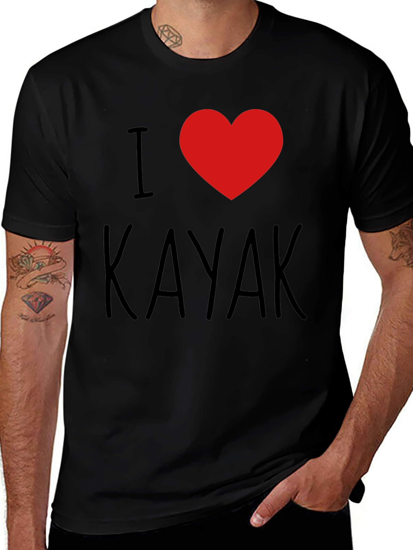 Variant 19 of I Heart Kayak Black T-Shirt