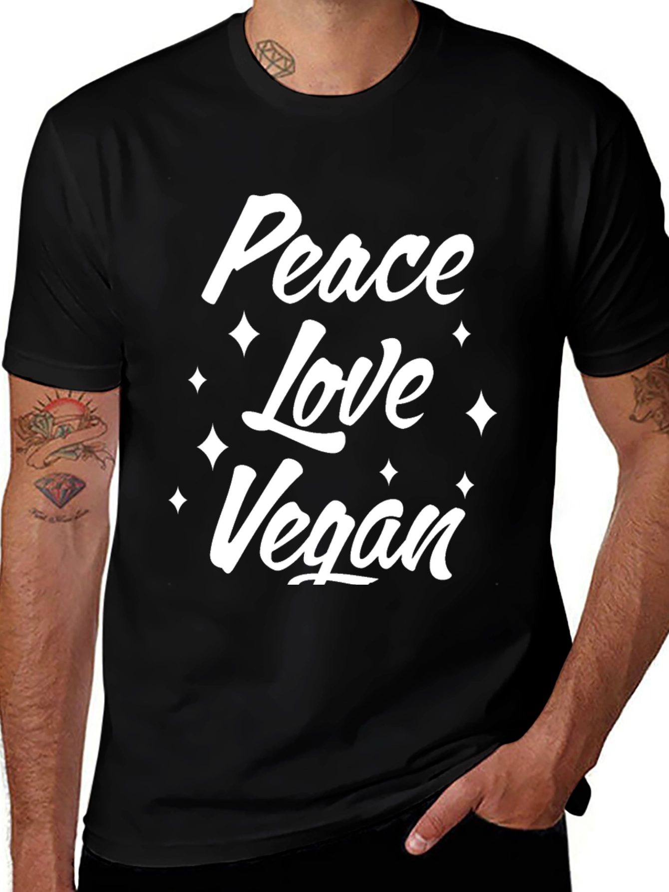 Variant 19 of Peace Love Vegan Graphic Tee - Soft Cotton T-Shirt