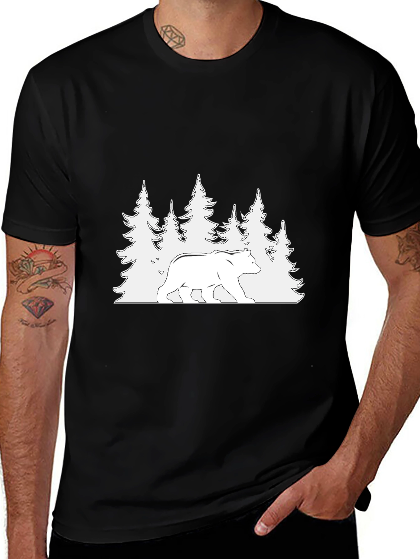 Variant 26 of Bear & Forest Graphic Tee - Nature Lover Apparel