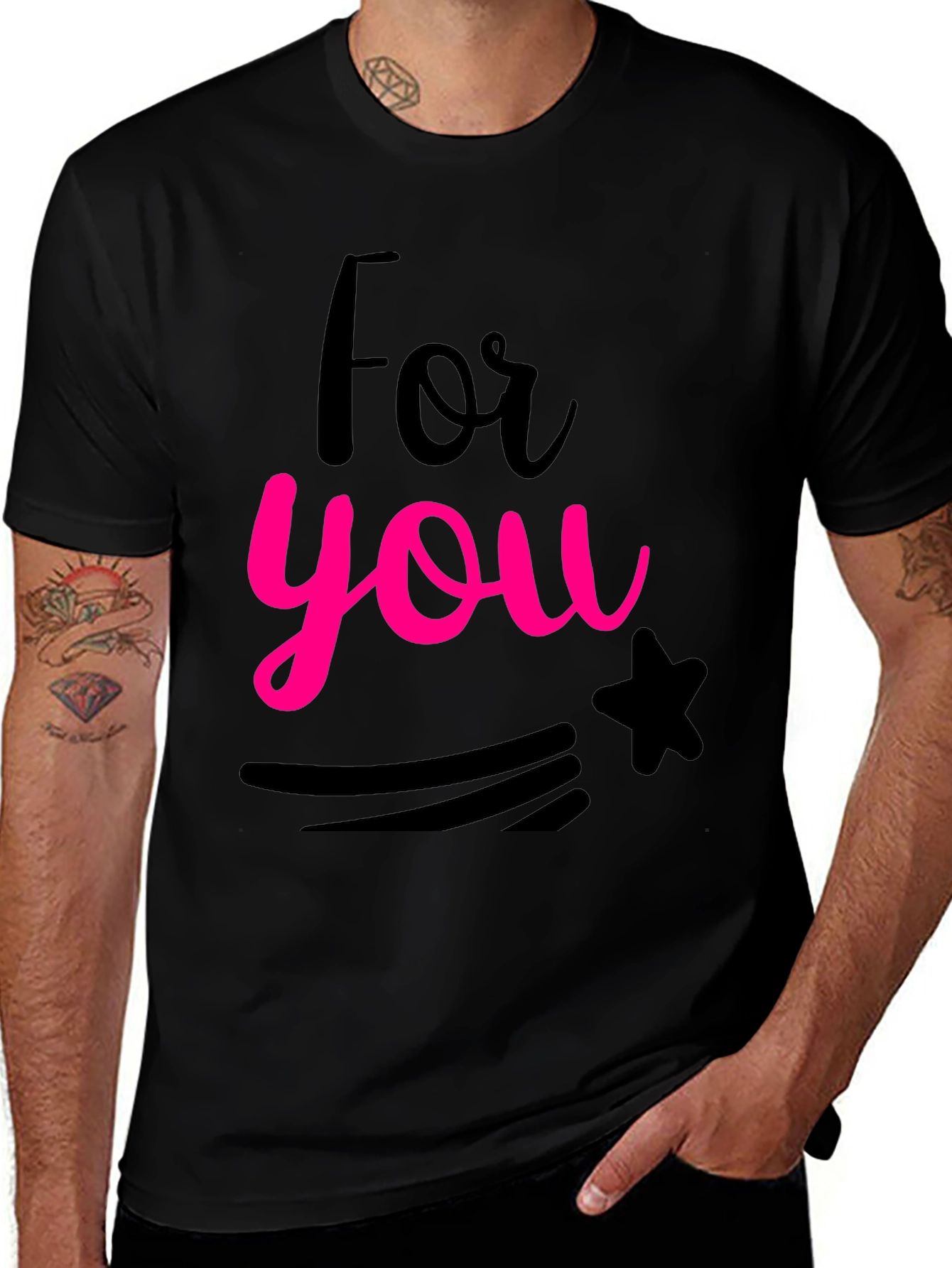 Variant 29 of For You Graphic Print Black Crew Neck T-Shirt