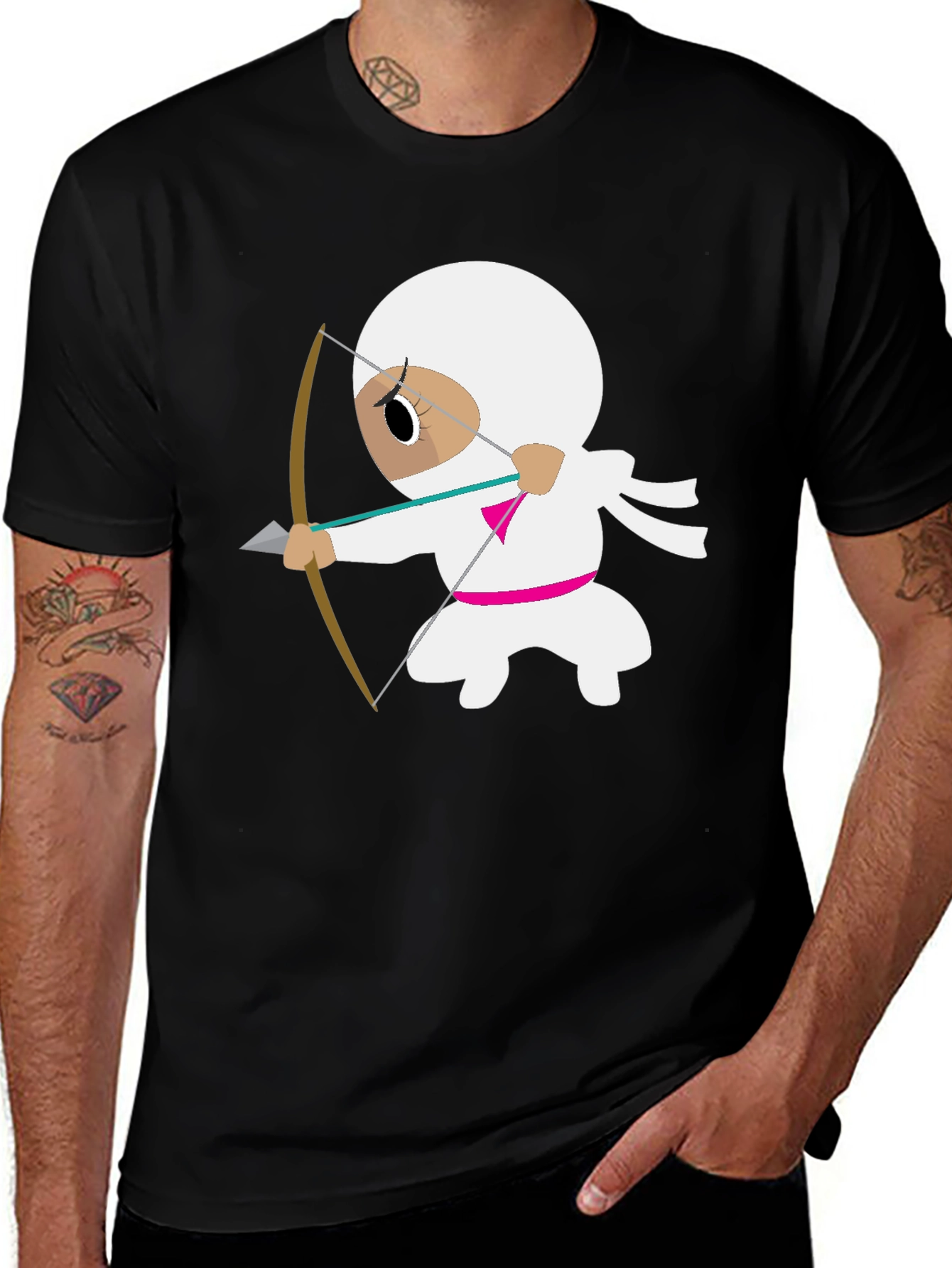 Variant 12 of Ninja Archer Graphic Tee - Black Cotton T-Shirt