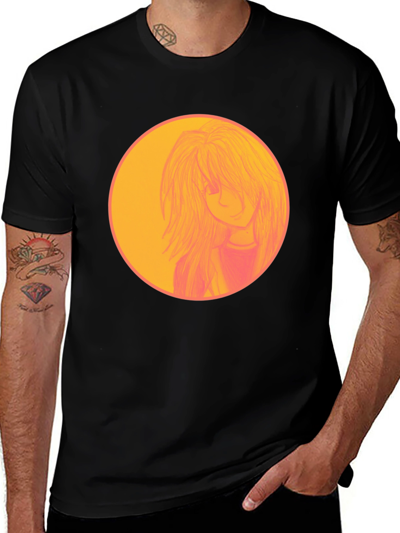 Variant 22 of Anime Girl Graphic Black T-Shirt