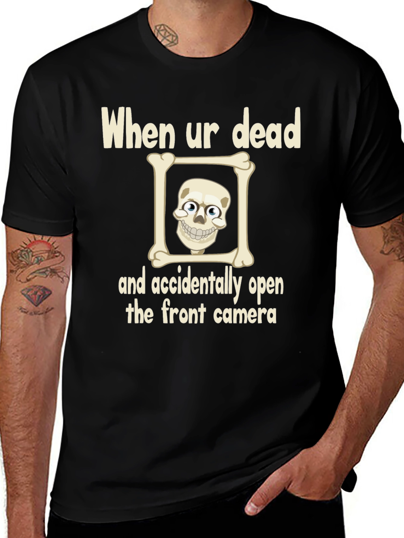 Variant 14 of Humorous Skeleton T-Shirt - "When Ur Dead" Design