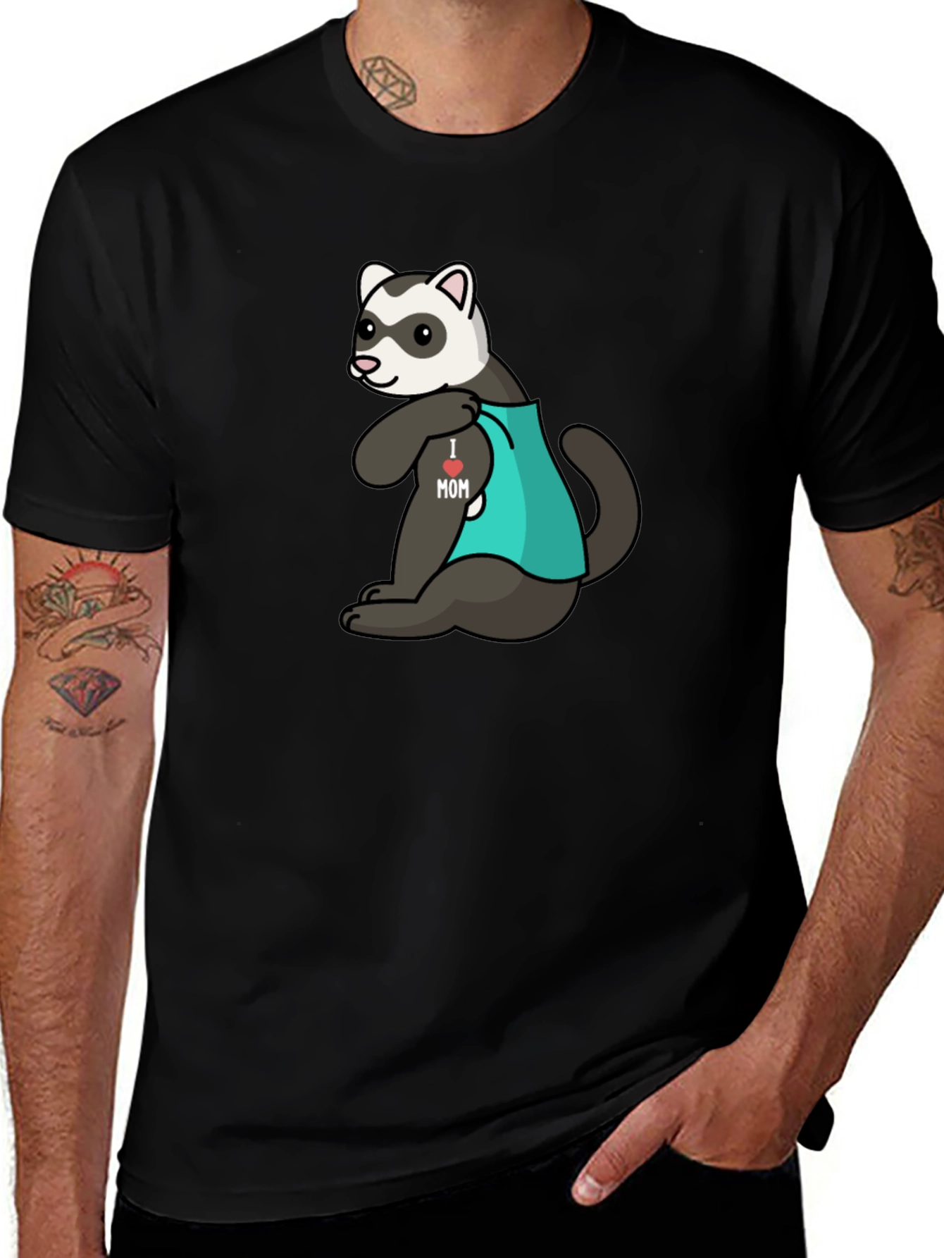 Ferret Mom Tattoo T-Shirt - Black