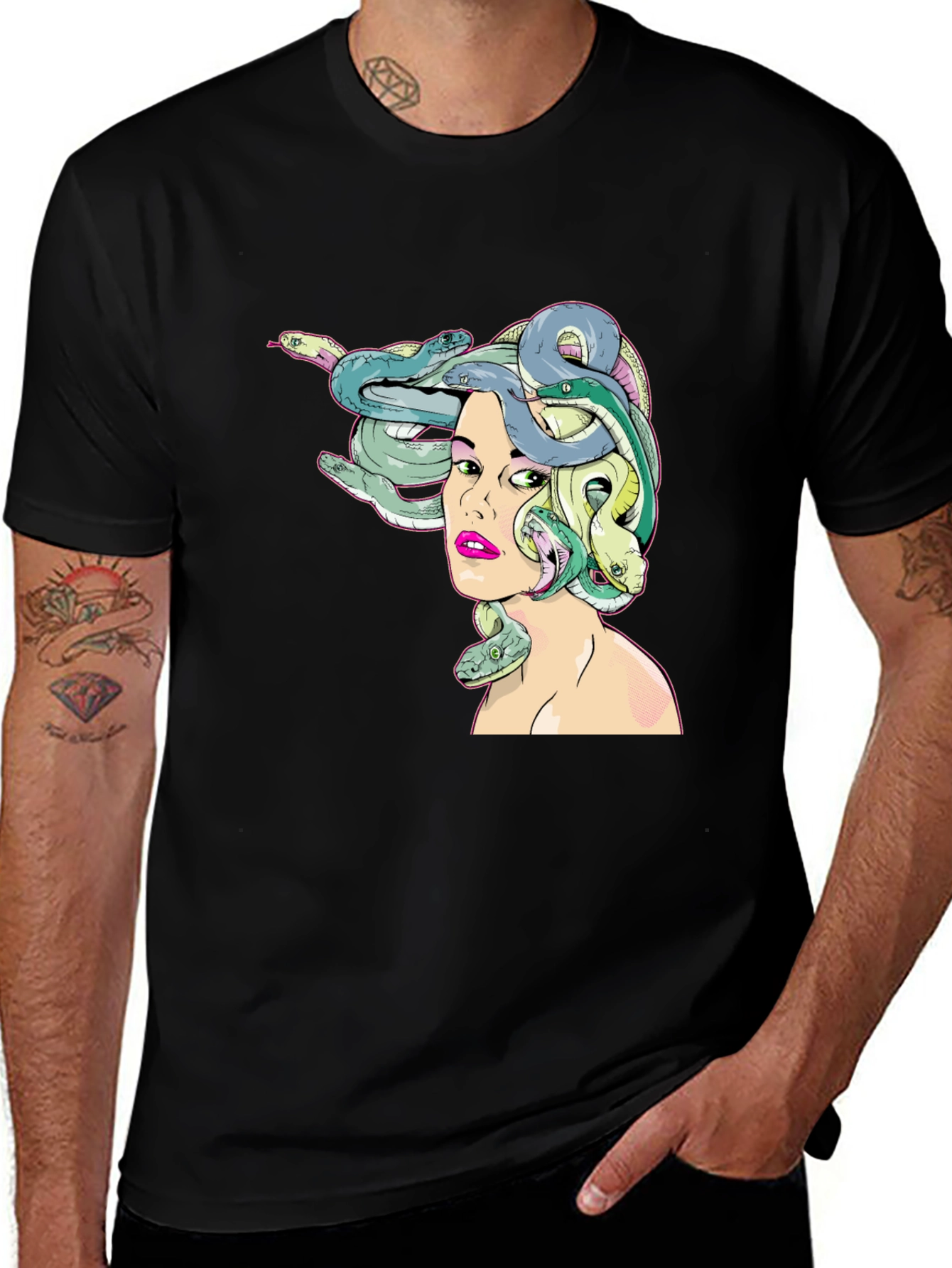 Variant 8 of Medusa Graphic Print Black T-Shirt