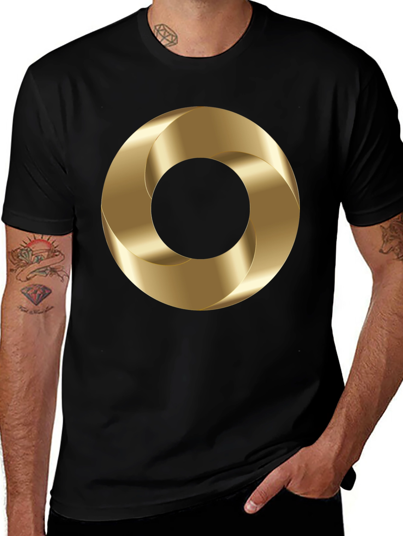 Variant 11 of Abstract Gold Torus Graphic Print T-Shirt