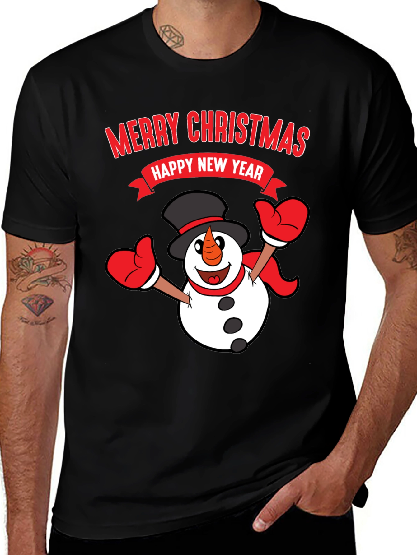 Festive Merry Christmas Snowman Graphic Tee