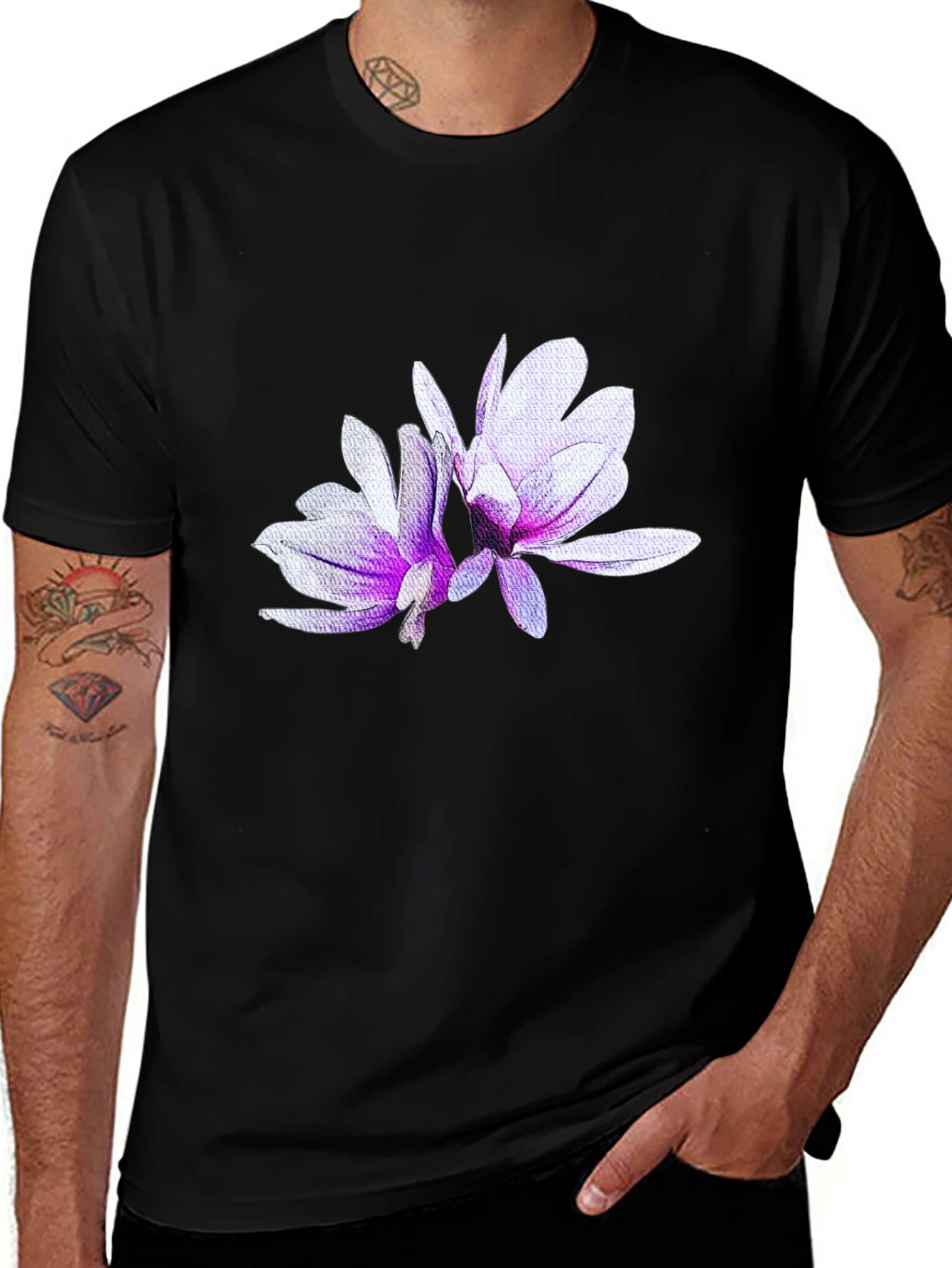 Variant 14 of Floral Print Crew Neck Tee - Stylish & Unique