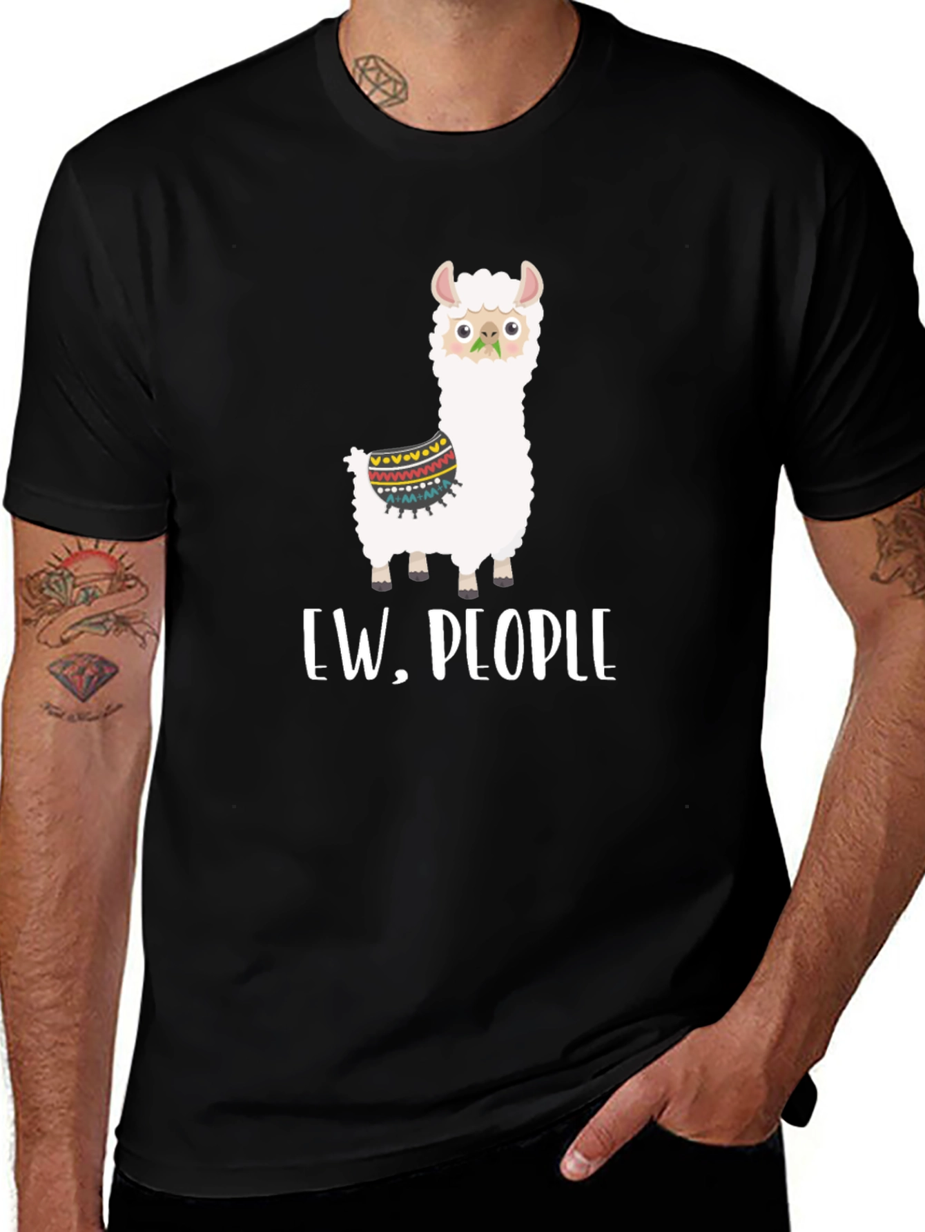 Variant 20 of Ew, People Llama Graphic Tee - Quirky Comfort