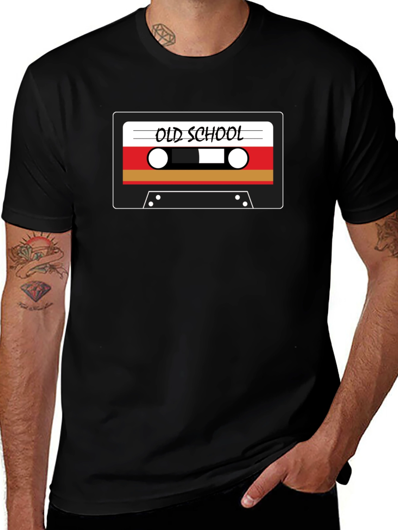 Variant 22 of Retro Old School Cassette Tape Graphic Black T-Shirt