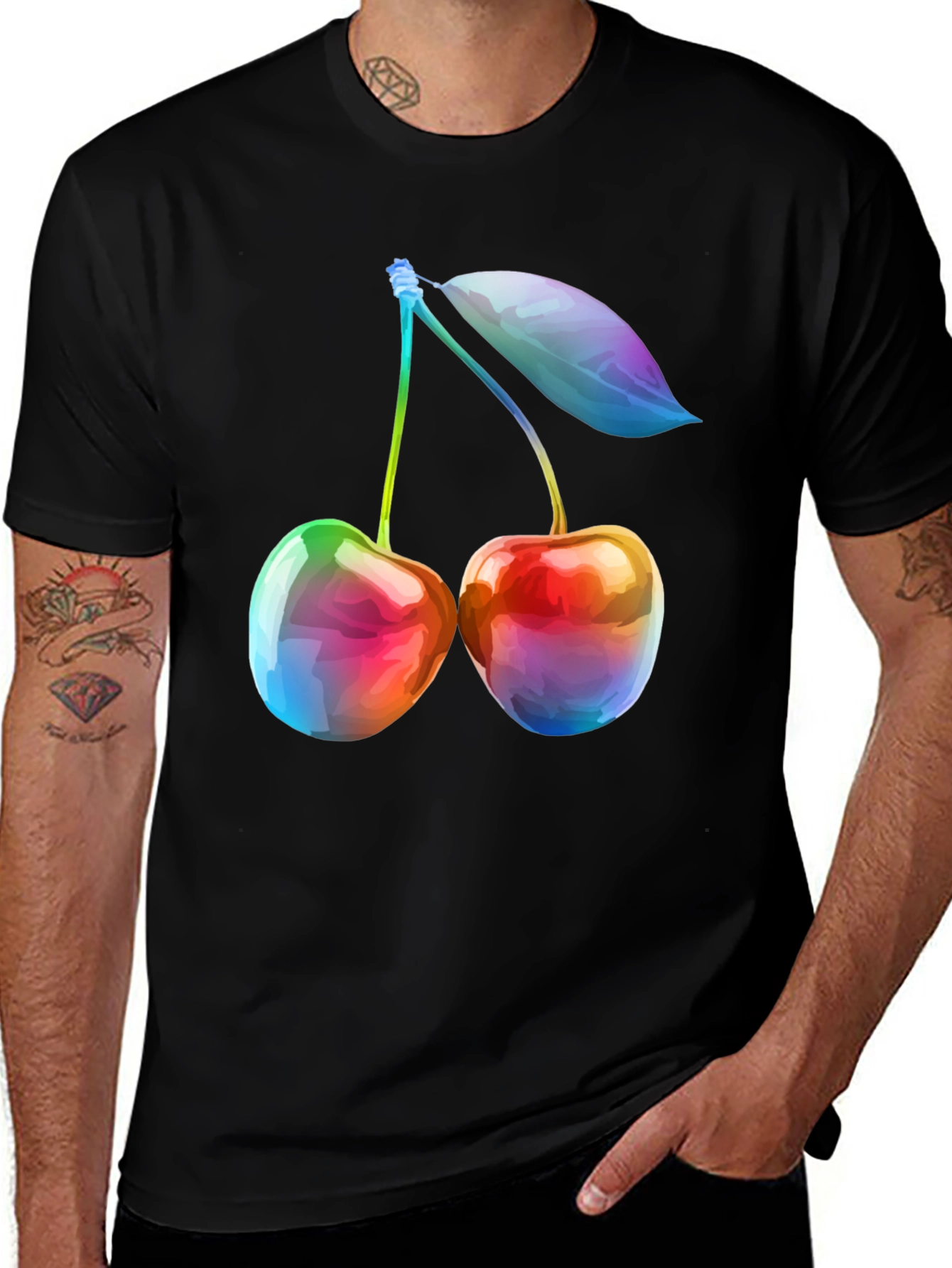 Variant 10 of Rainbow Cherry Graphic T-Shirt - Unique Fruit Design
