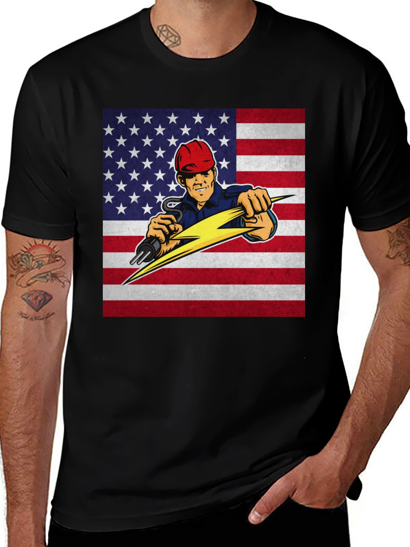 Variant 6 of Electrician American Flag T-Shirt