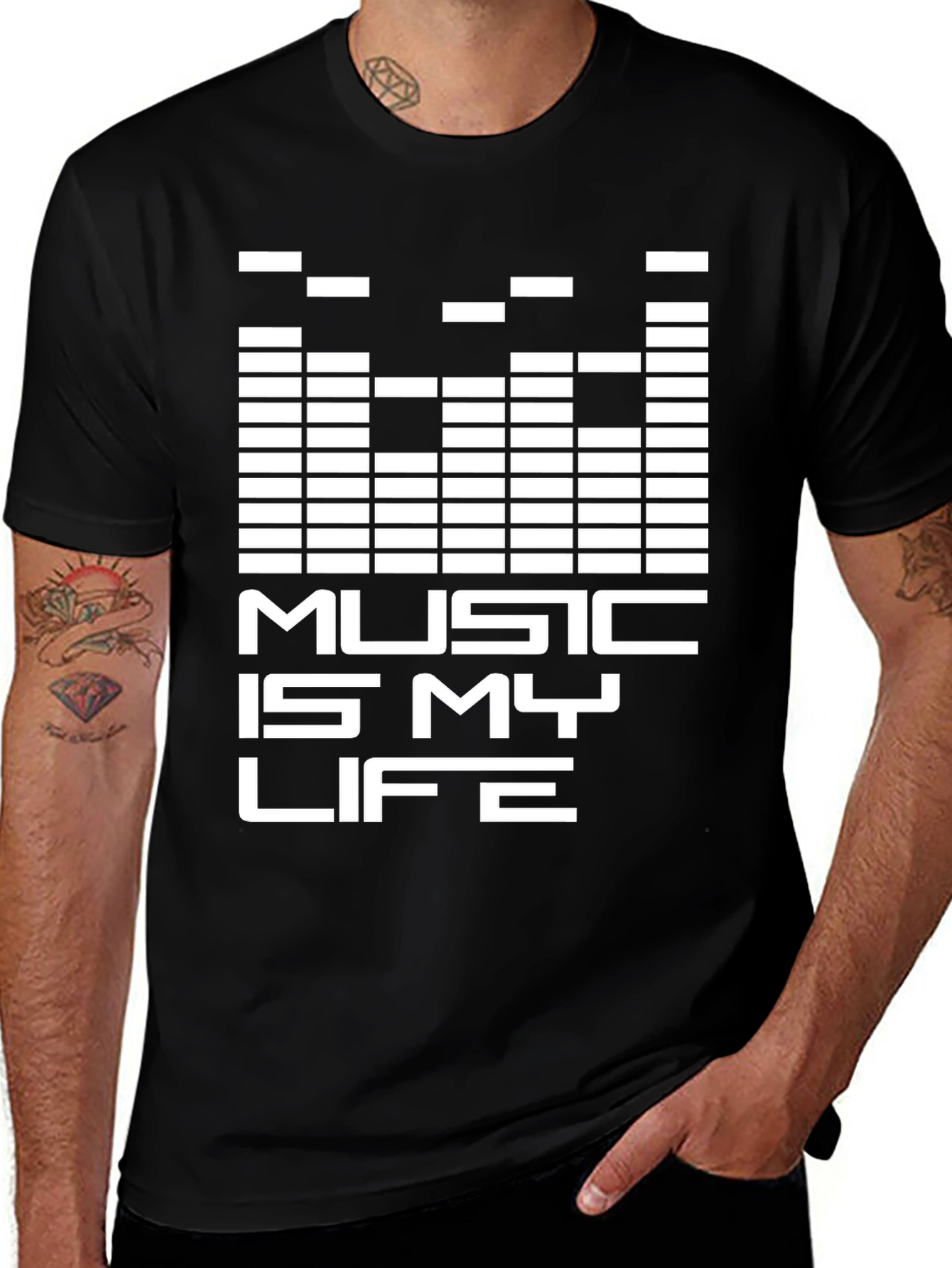 Variant 9 of Music is My Life Graphic Tee - Black