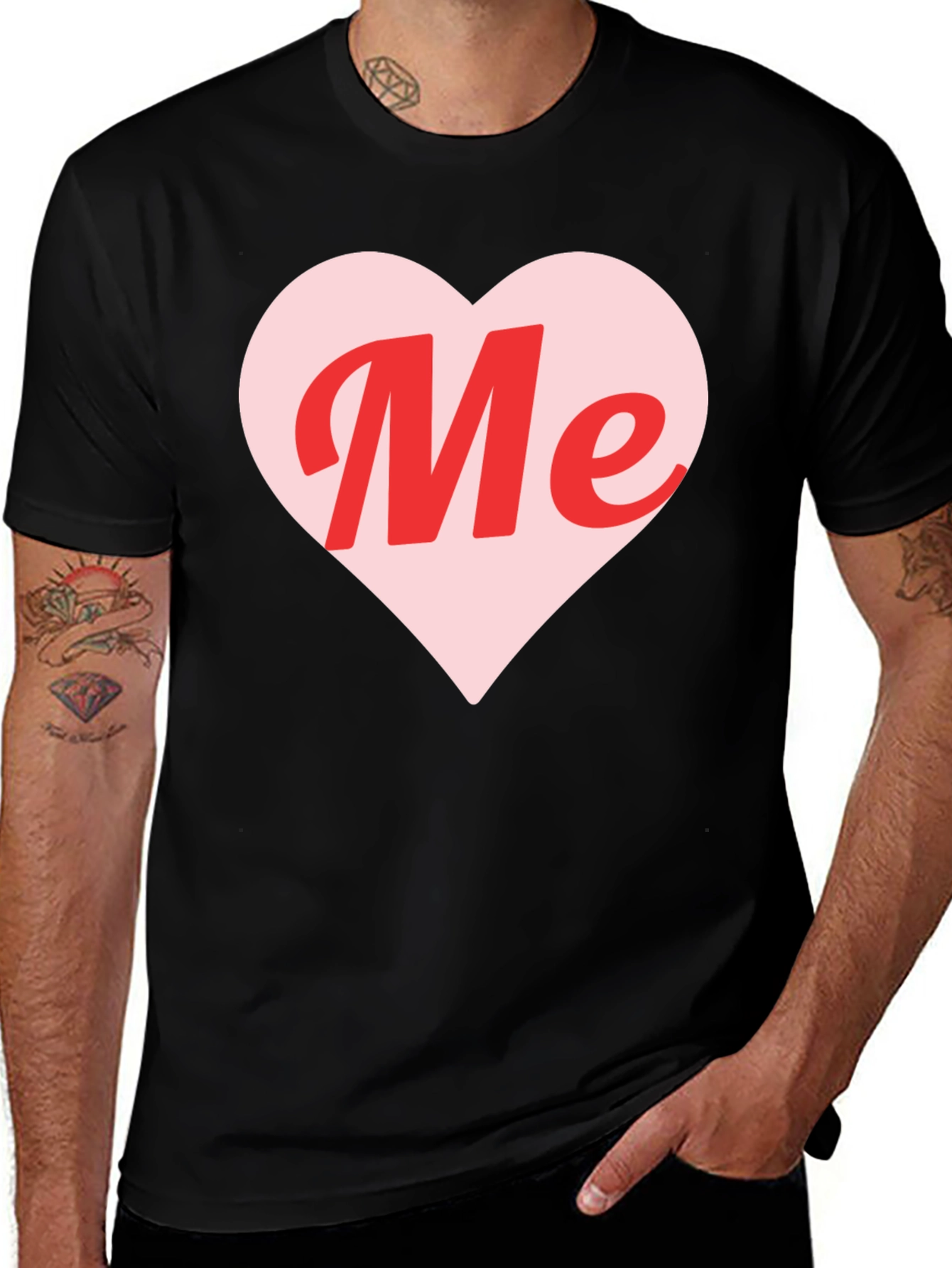 Variant 16 of Me Heart Graphic Tee - Trendy Black T-Shirt