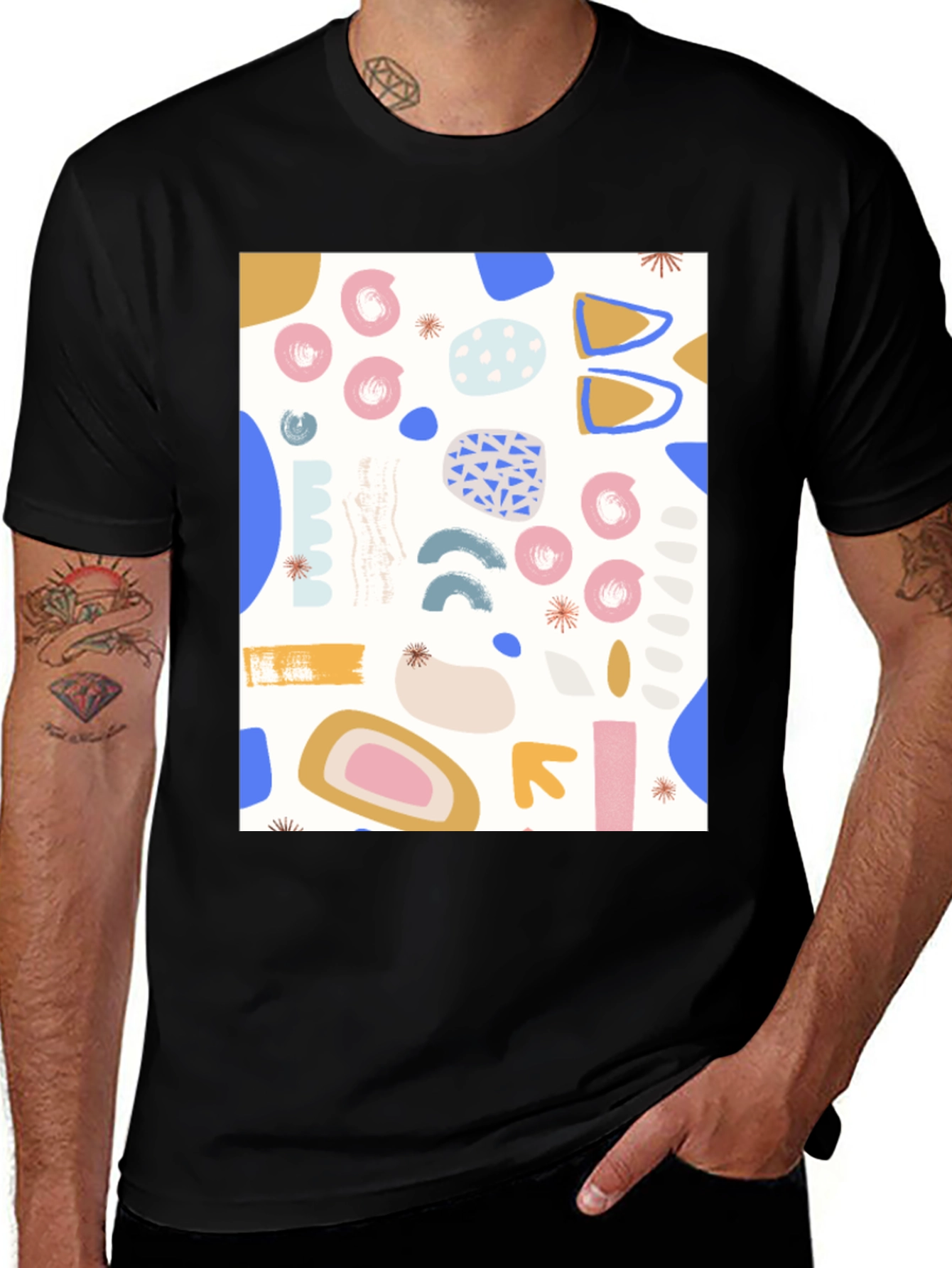 Variant 6 of Abstract Pattern Crew Neck T-Shirt - Modern Art Tee