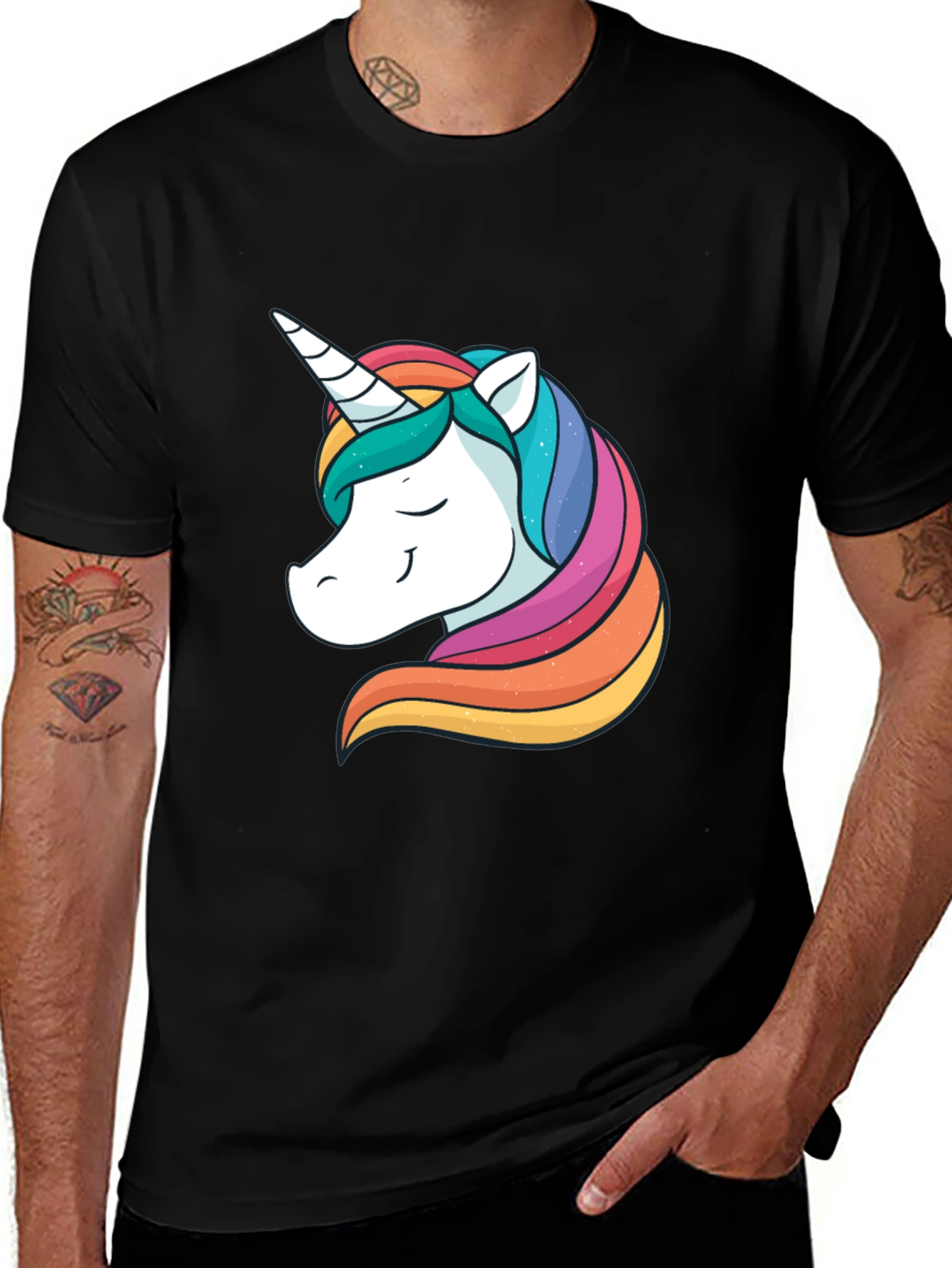 Variant 29 of Unicorn Graphic Tee - Men's Black T-Shirt