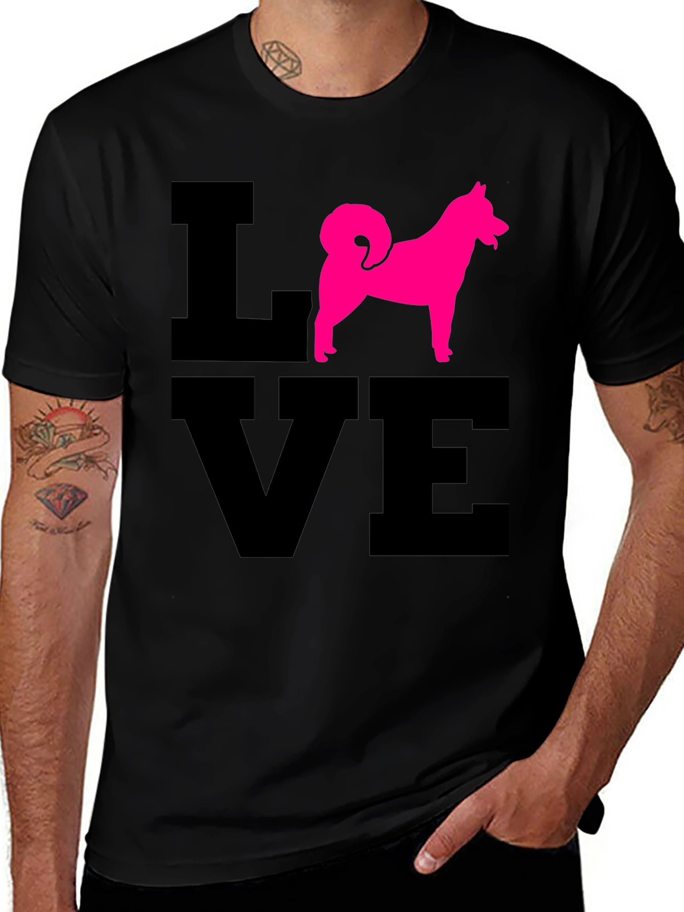 Variant 21 of Love Dog T-Shirt - Pink Husky Silhouette
