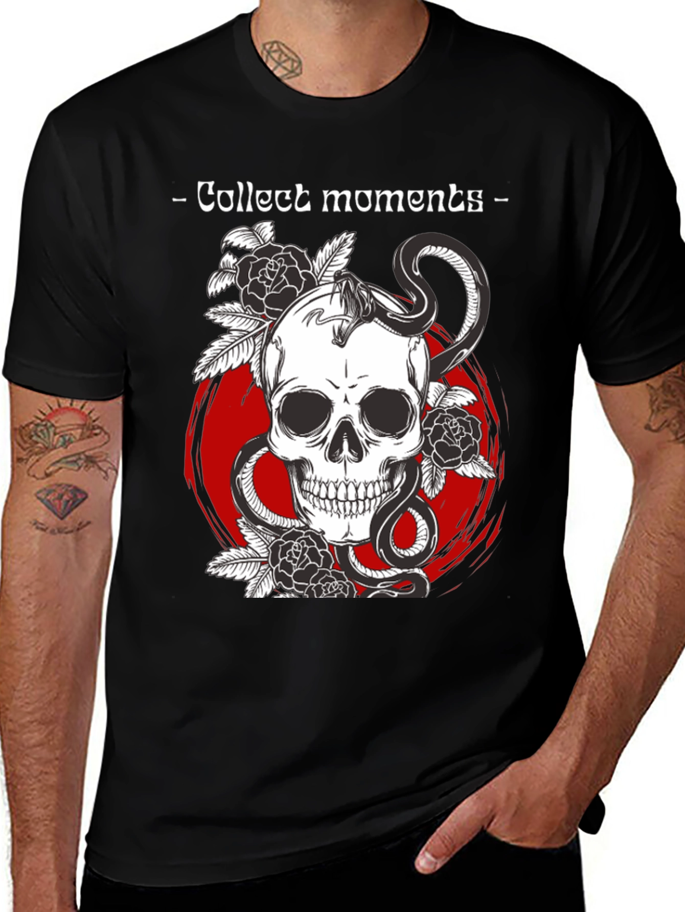Skull Snake Rose Graphic Tee - Collect Moments