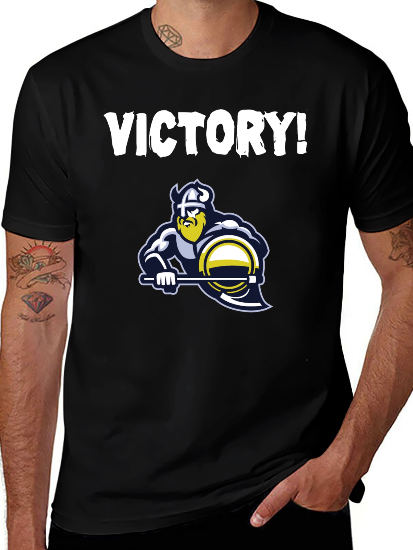 Victory Viking Graphic Tee - Bold Black T-Shirt