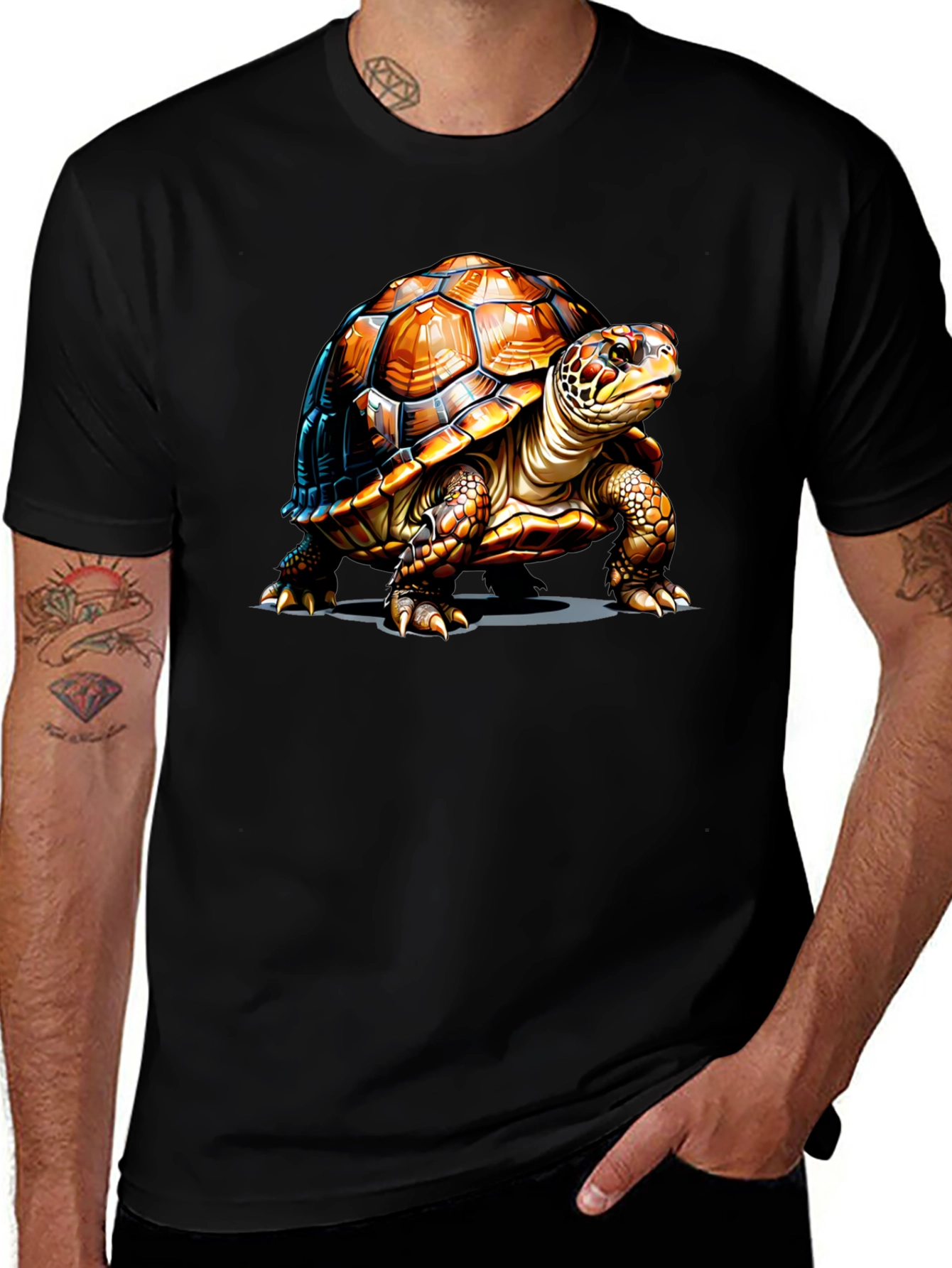 Variant 14 of Turtle Graphic Print Crew Neck T-Shirt